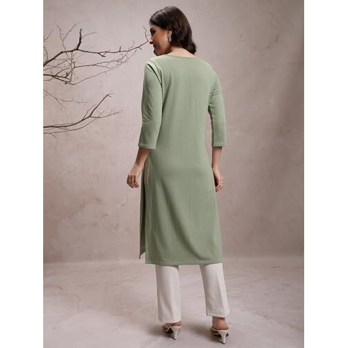 Ketch Women's Polyester Regular Fit Kurta (Khku000529_Olive