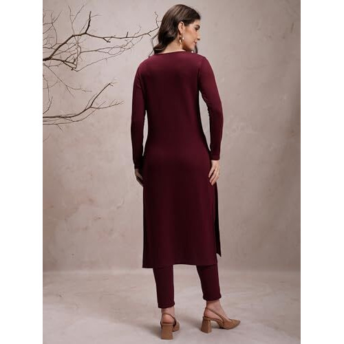 Ketch Women's Polyester Blend Regular Fit Kurta (Khku000533_Rumba Red