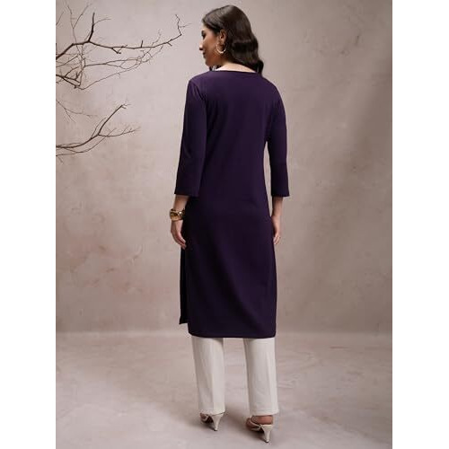 Ketch Women's Polyester Regular Fit Kurta (Khku000539_Mauve