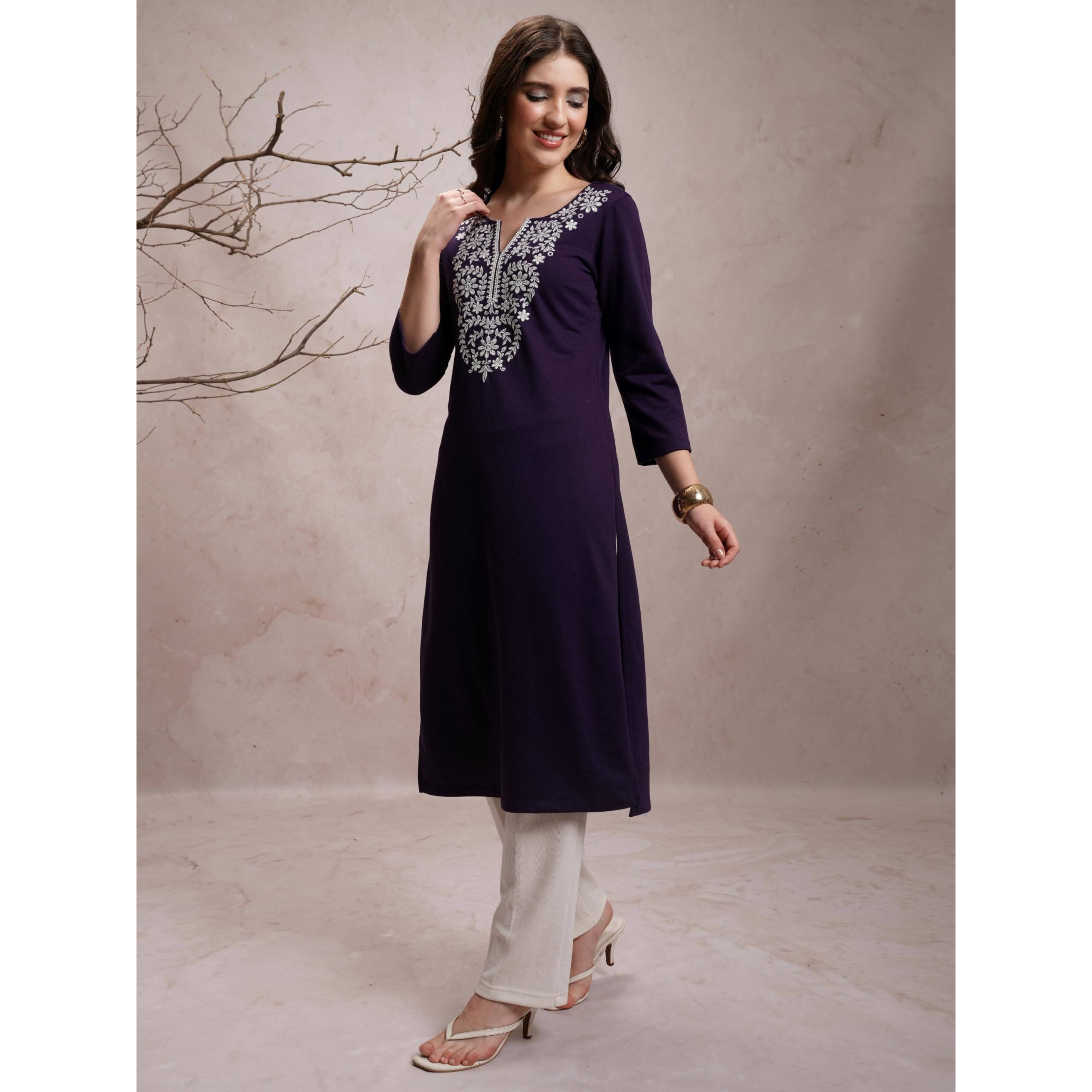 Ketch Women's Polyester Regular Fit Kurta (Khku000539_Mauve