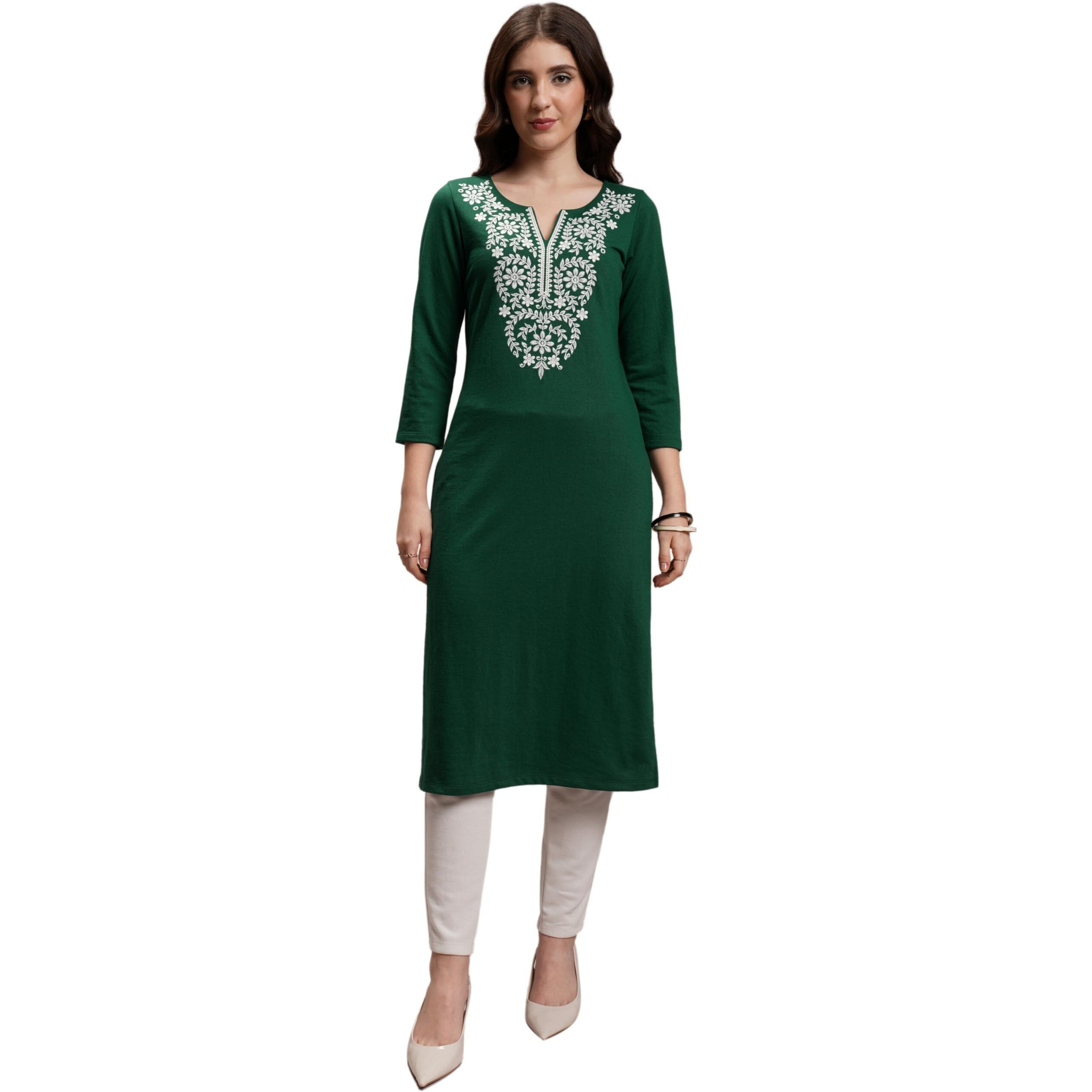 Ketch Women's Polyester Regular Fit Kurta (Khku000540_Green