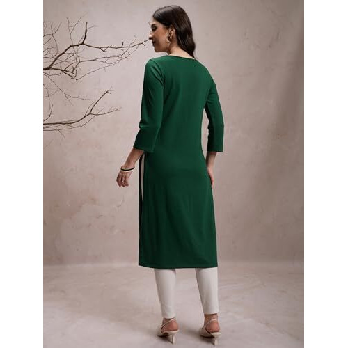 Ketch Women's Polyester Regular Fit Kurta (Khku000540_Green