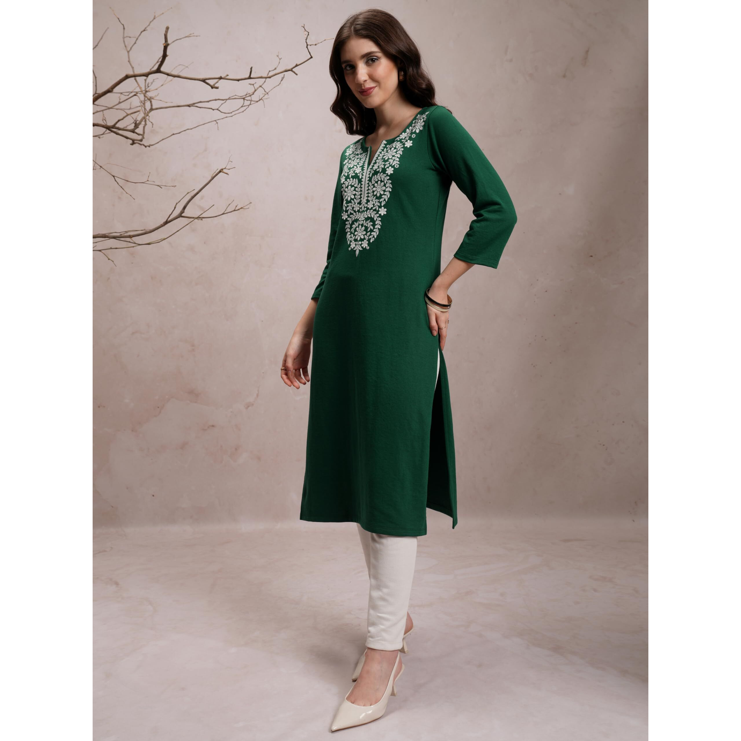 Ketch Women's Polyester Regular Fit Kurta (Khku000540_Green