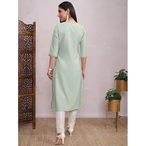 Ketch Women Kurta 3/4 Sleeve Khku000563 Green M