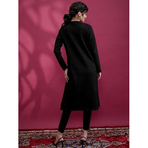 Ketch Women's Cotton Blend Regular Kurta (Khku000581_Black