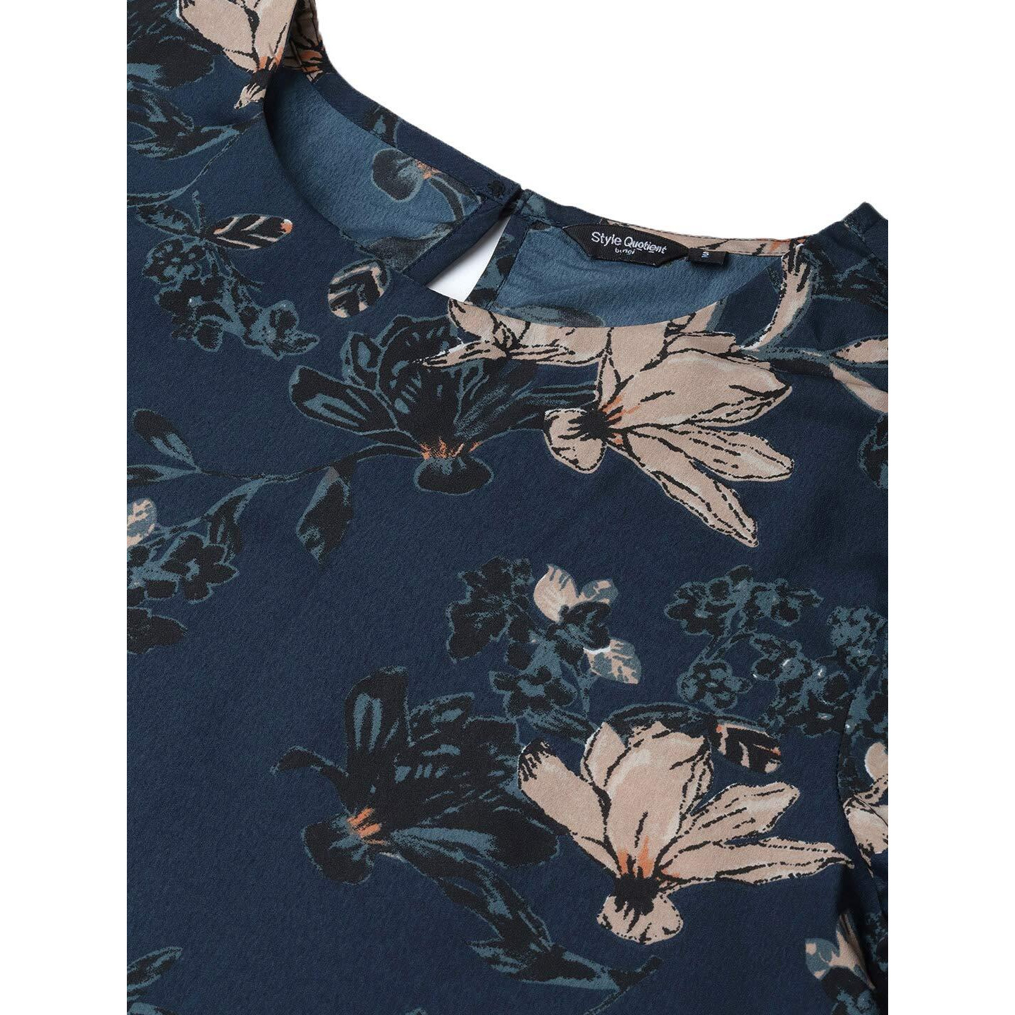 Style Quotient Women's Synthetic Shift Knee-Long Dress (Aw19Sqlolly_Navy Medium)