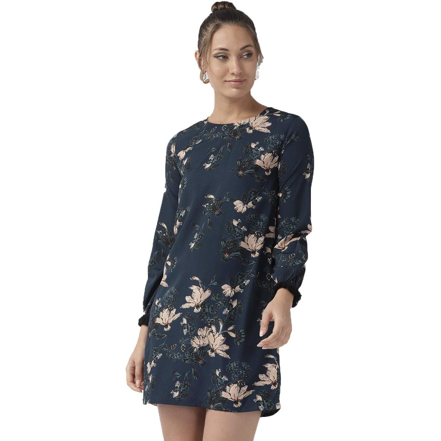 Style Quotient Women's Synthetic Shift Knee-Long Dress (Aw19Sqlolly_Navy Medium)