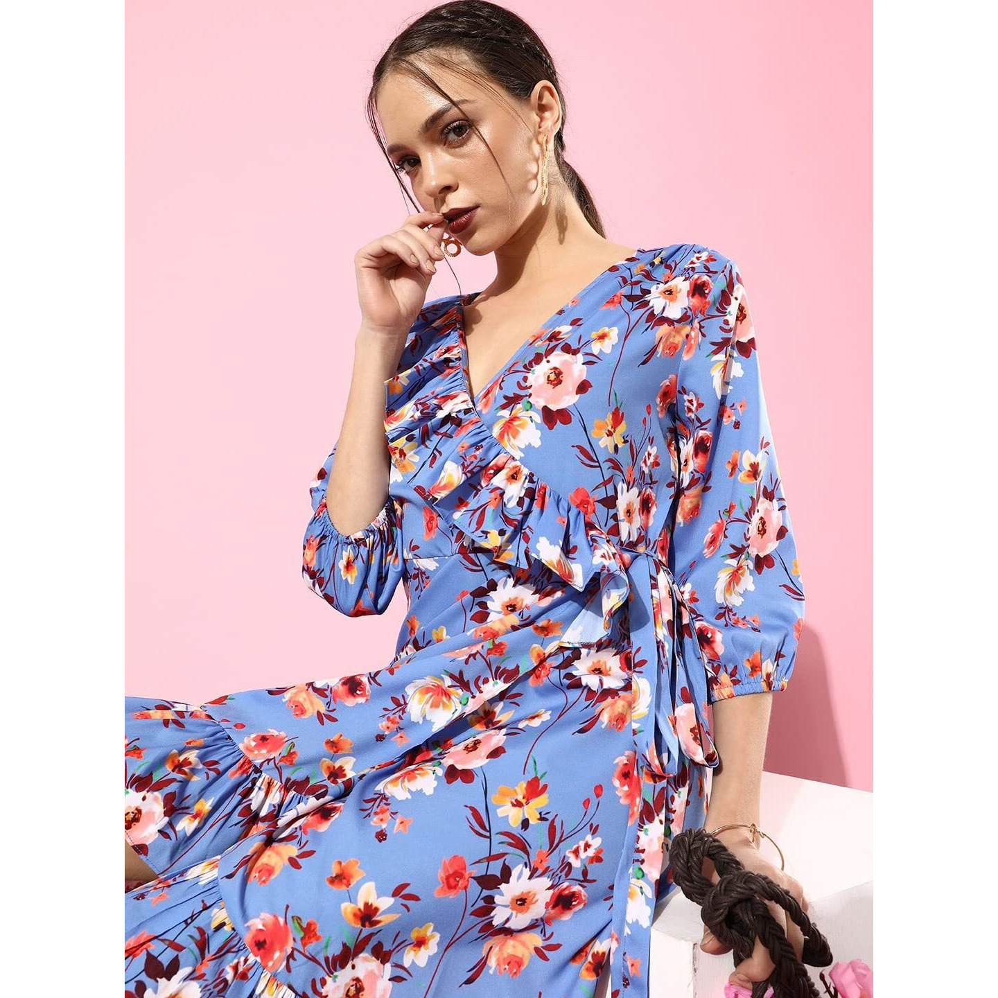 Style Quotient Women Blue Floral Dresses