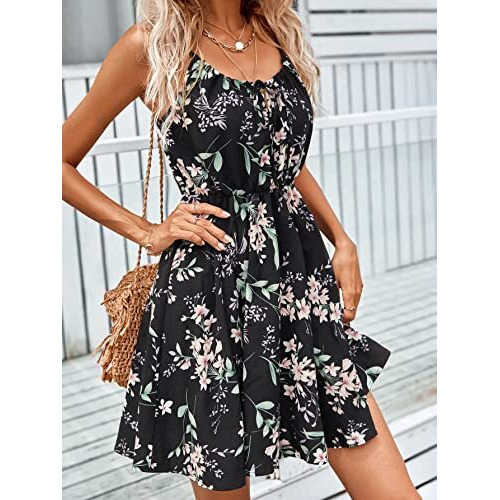 Style Quotient Adults-Women Black Floral Dresses