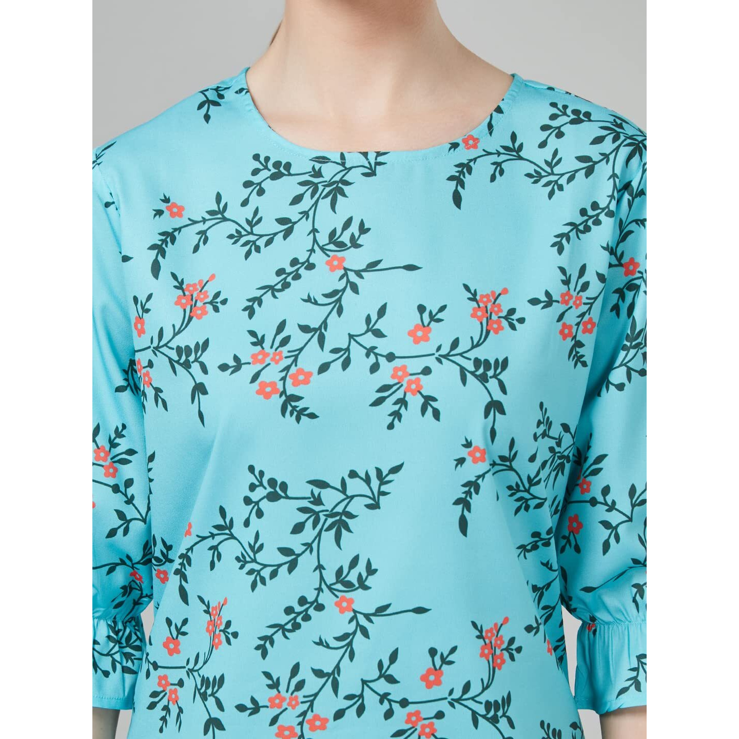 Style Quotient Women Blue And Multi Floral Printed Polyester Smart Casual Top