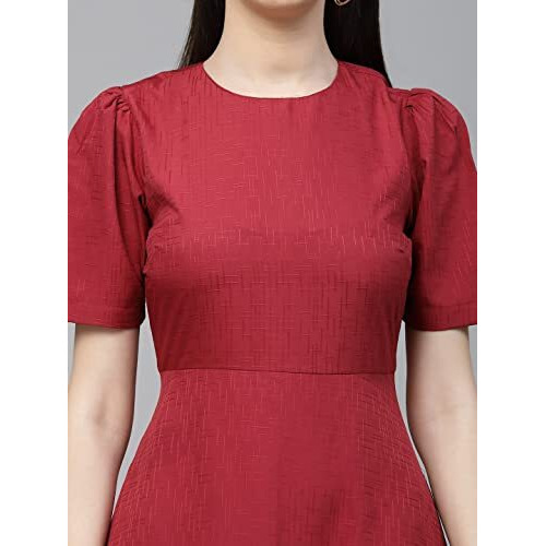 Style Quotient Women Maroon Solid Polyester Regular Smart Casual Tops