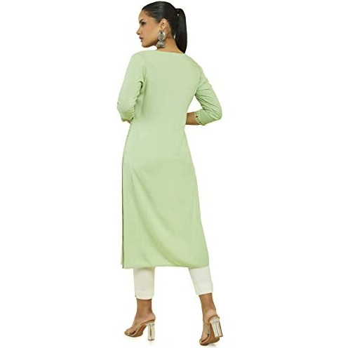 Soch Women Green Rayon Embroidered Kurta(8907175287149_Green_S)