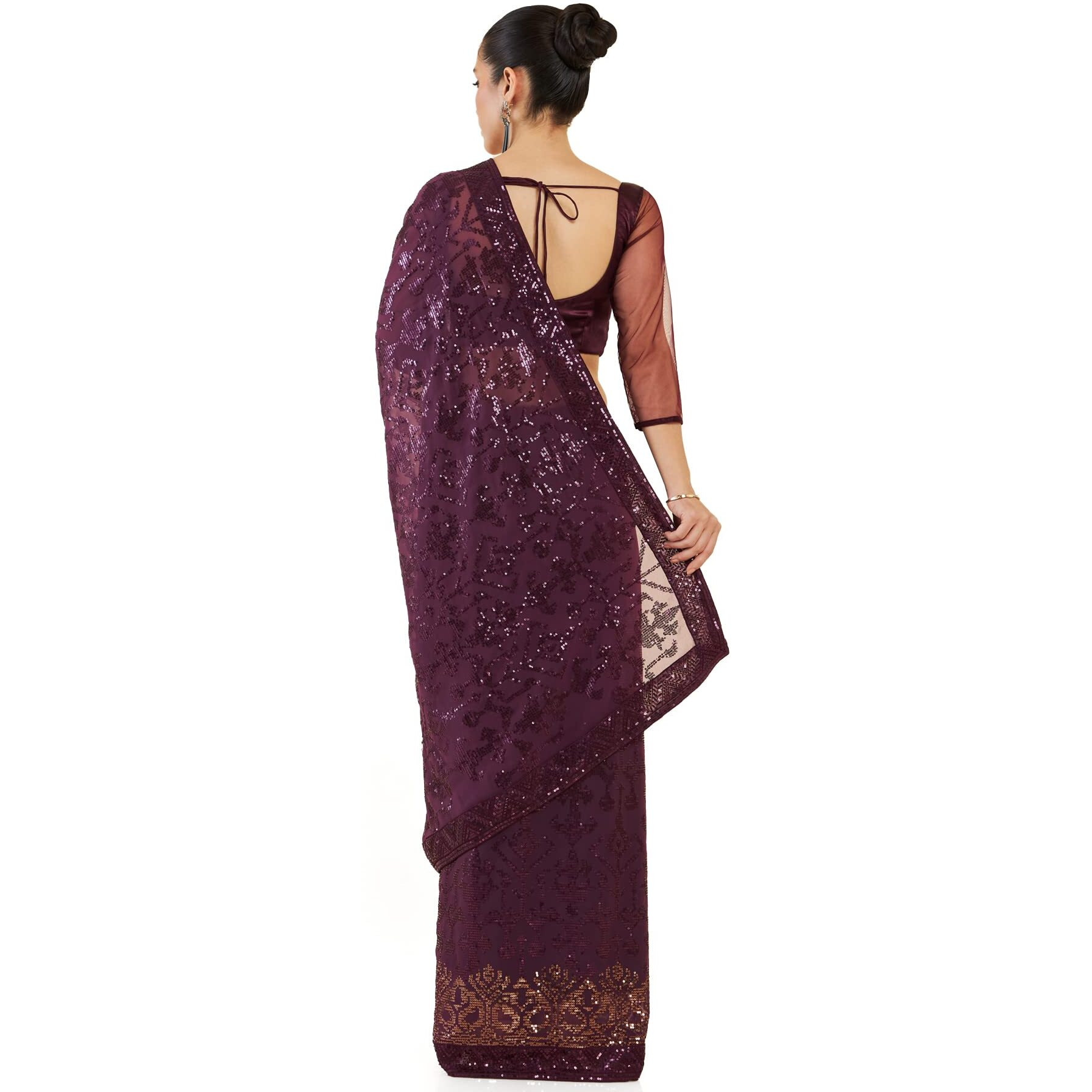 Soch Women Purple Silk Abstract Saree(8907175347867_Purple_Fs)