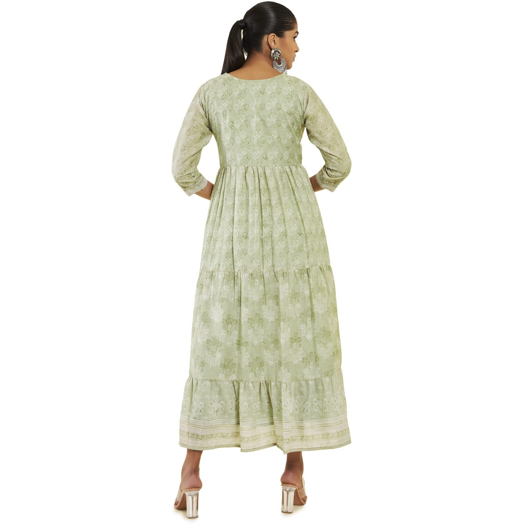 Soch Women Green Modal Printed Dress(8907175350447_Green_2Xl)