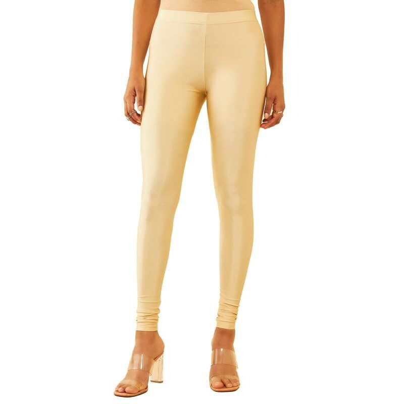 Soch Womens Light Gold Shimmery Solid Chudidar