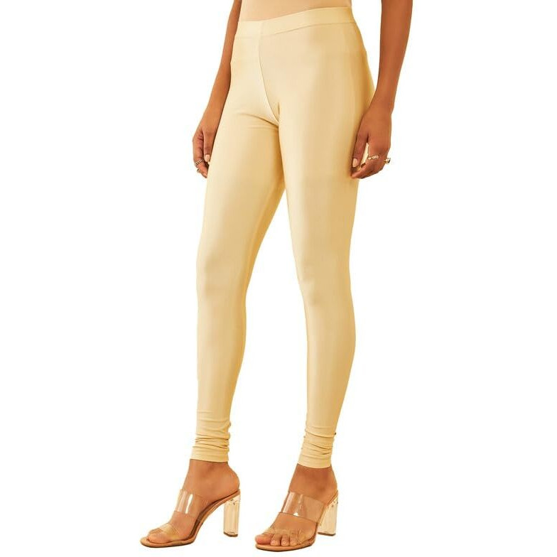 Soch Womens Light Gold Shimmery Solid Chudidar