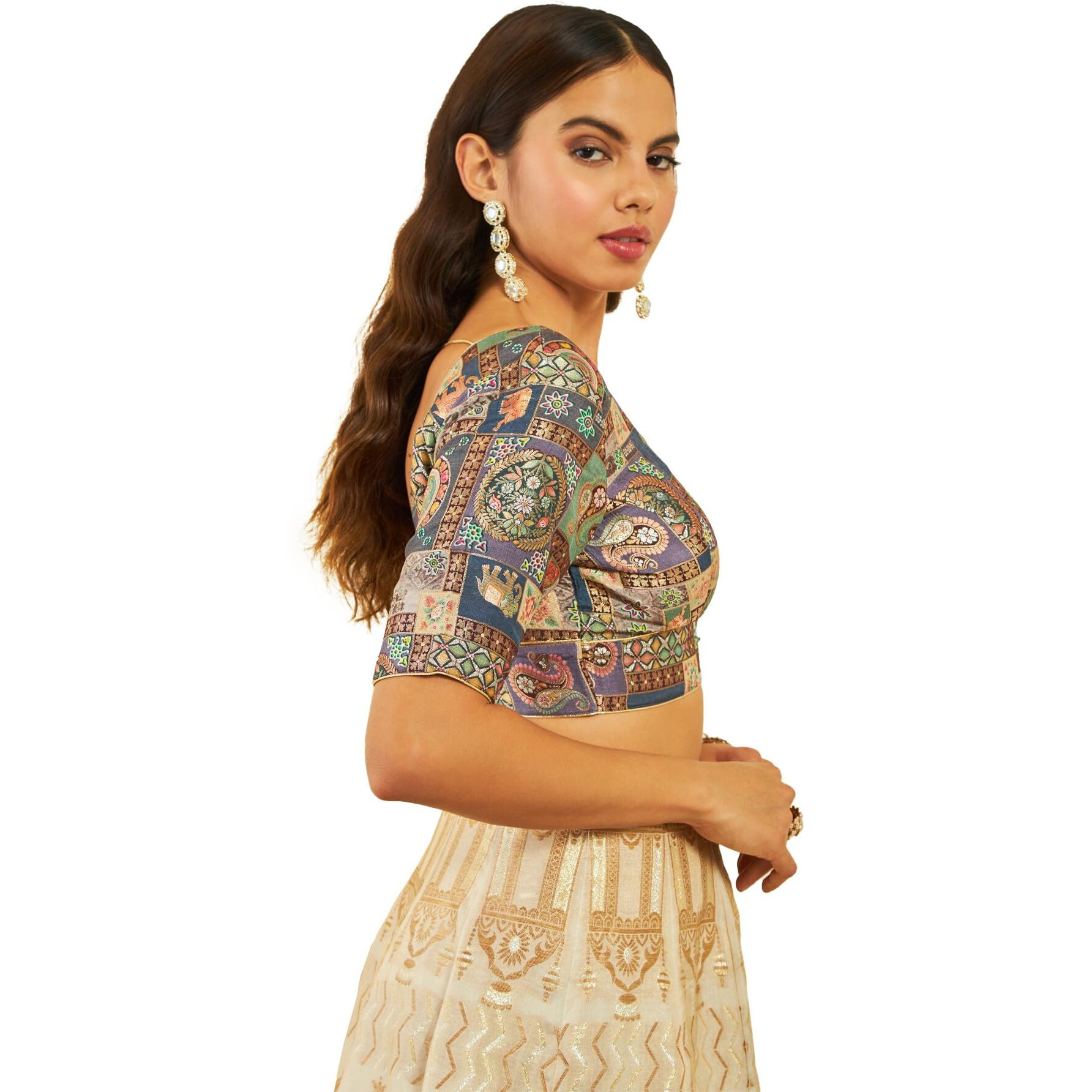 Soch Women's Silk Solid Half Sleeve Regular Fit Blouse (Blhsdgt00533A_Grey 38)