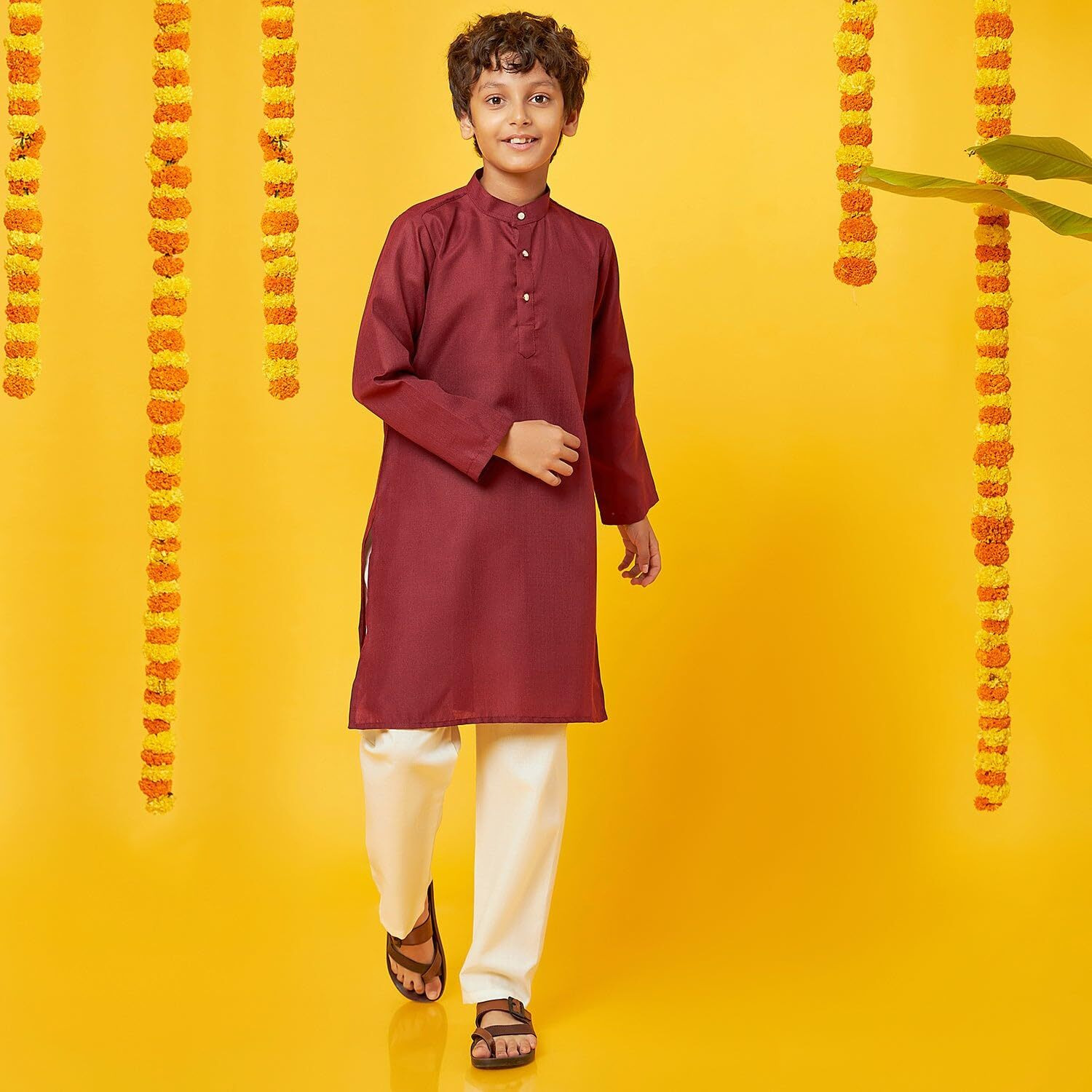 Bon Organik Marron Kurta Pajama Set For Boy