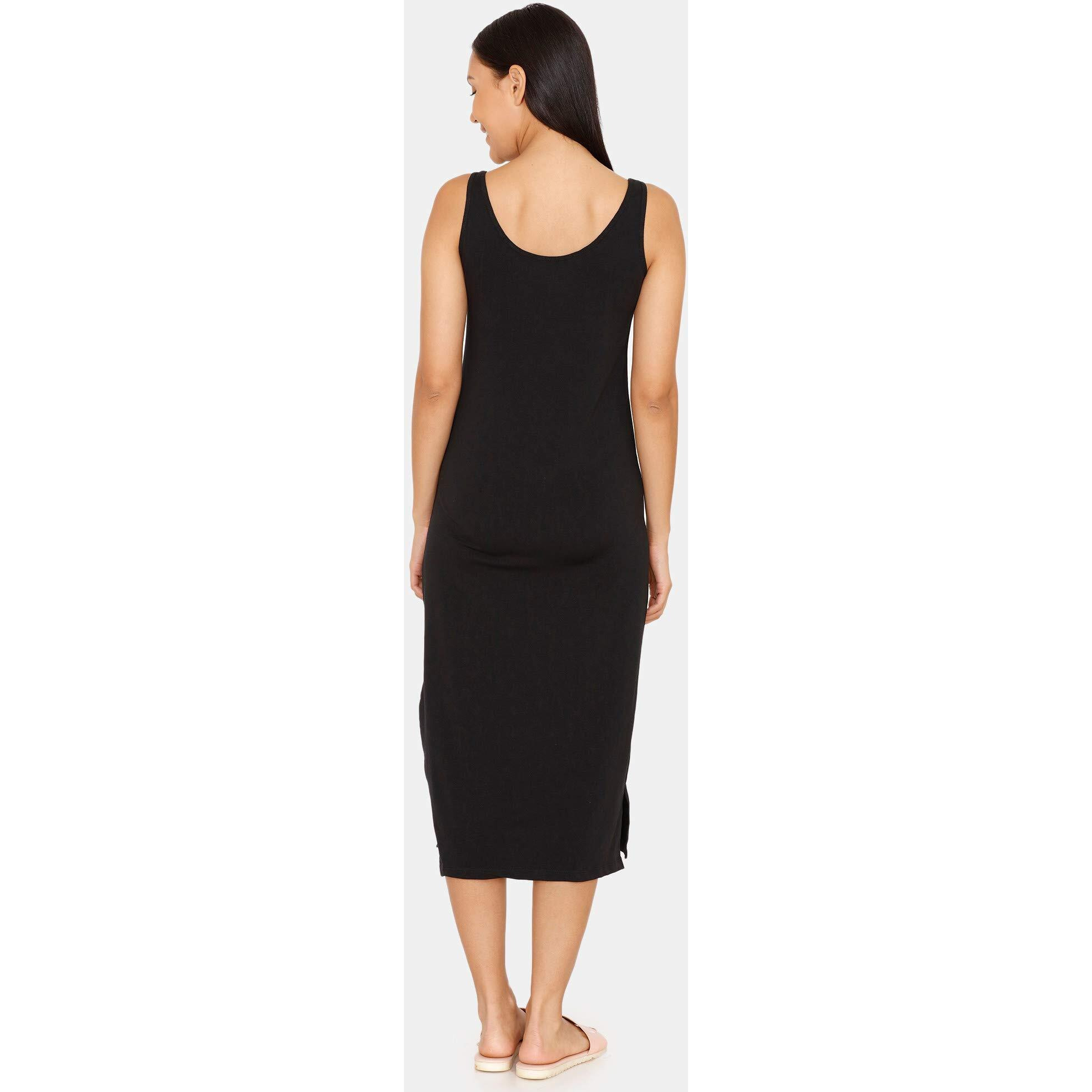 Zivame Knit Cotton Kurti Slip For Women - Black