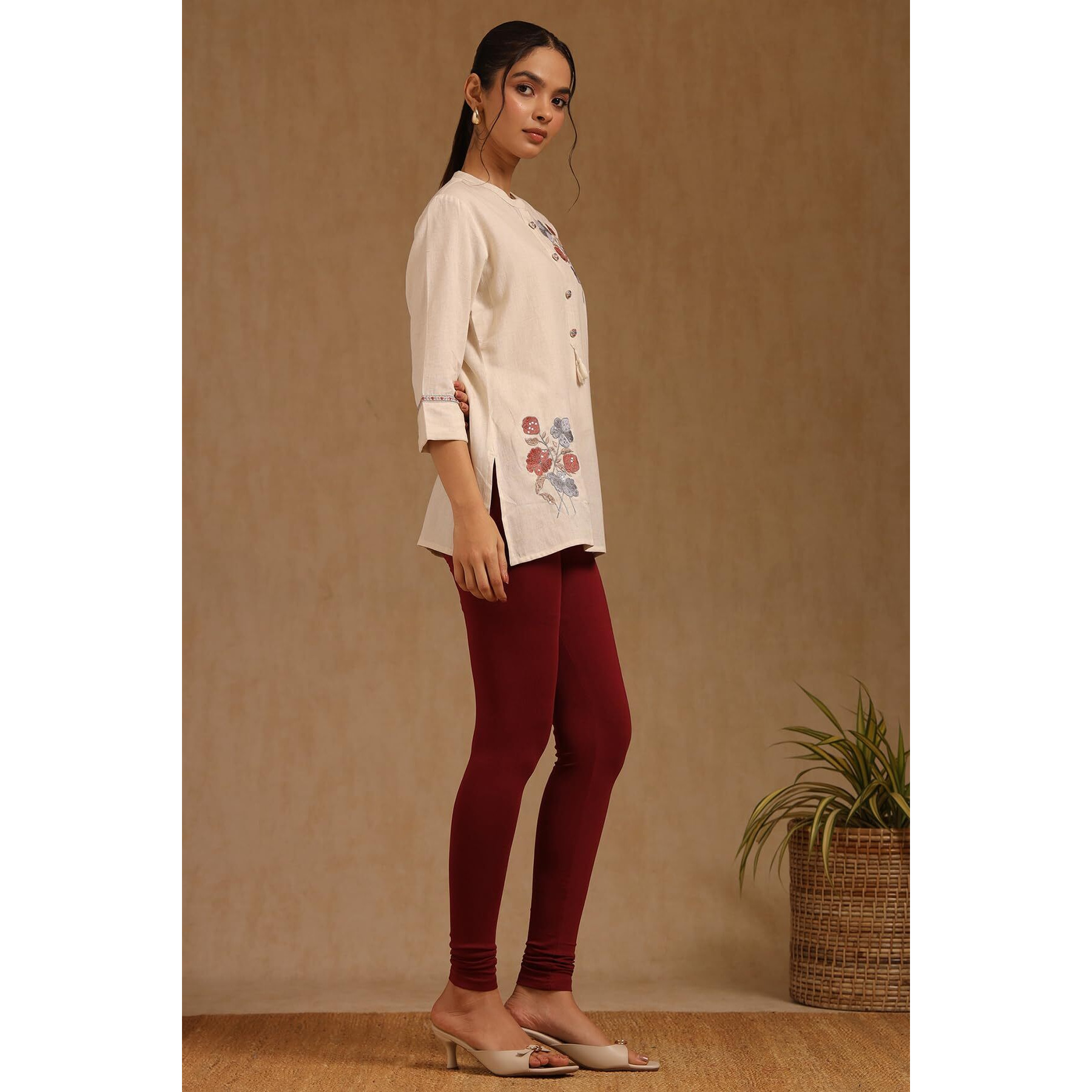 Soch Maroon Pure Cotton Solid Chudi (8907713139688-Xl-Maroon)