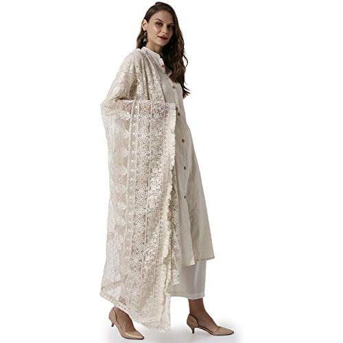 Soch Women Beige Embroidered Dupatta