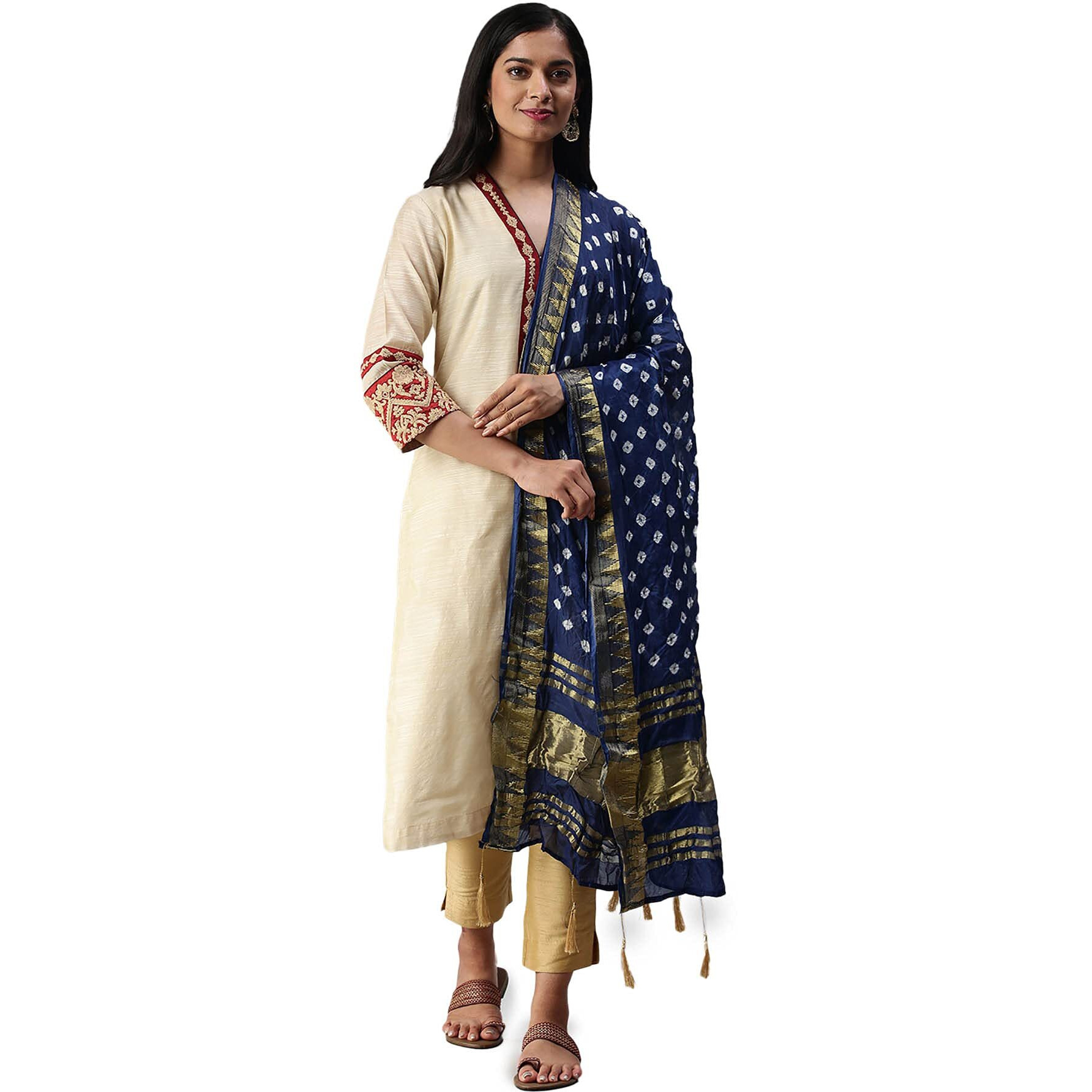 Soch Cotton Blend Self Design Women Dupatta