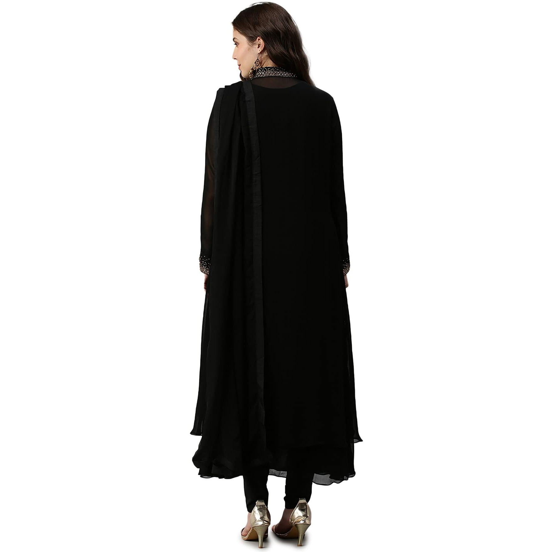 Soch Black Pure Georgette Embroidered Chudidar Set