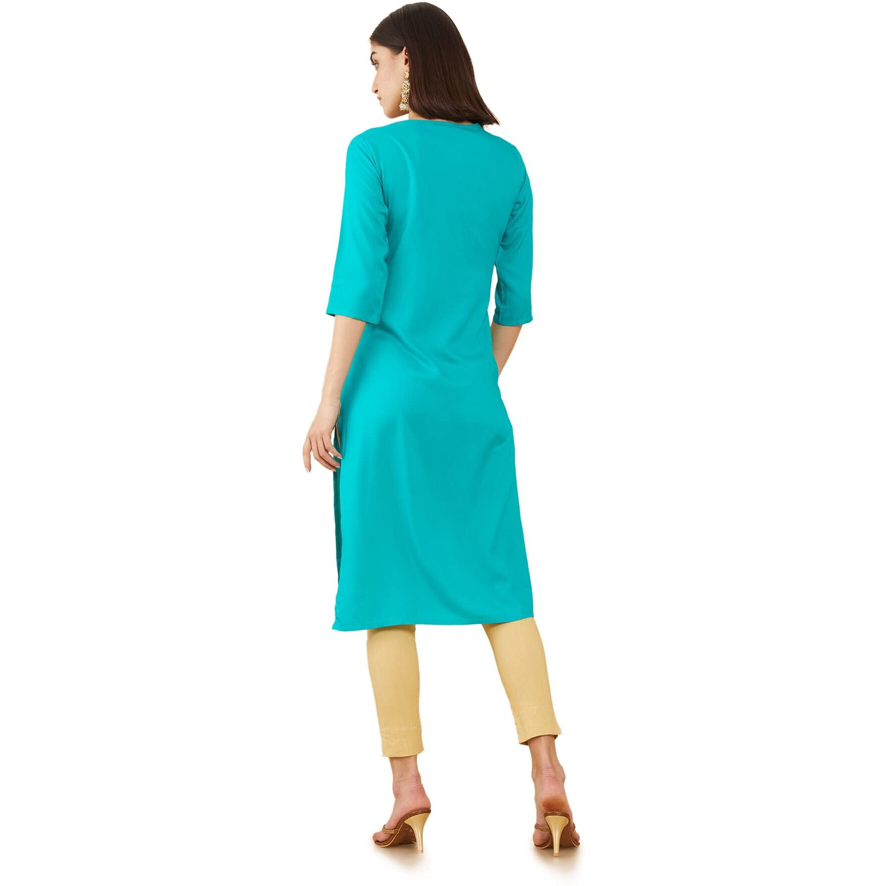 Soch Women Blue Rayon Embroidered Kurta