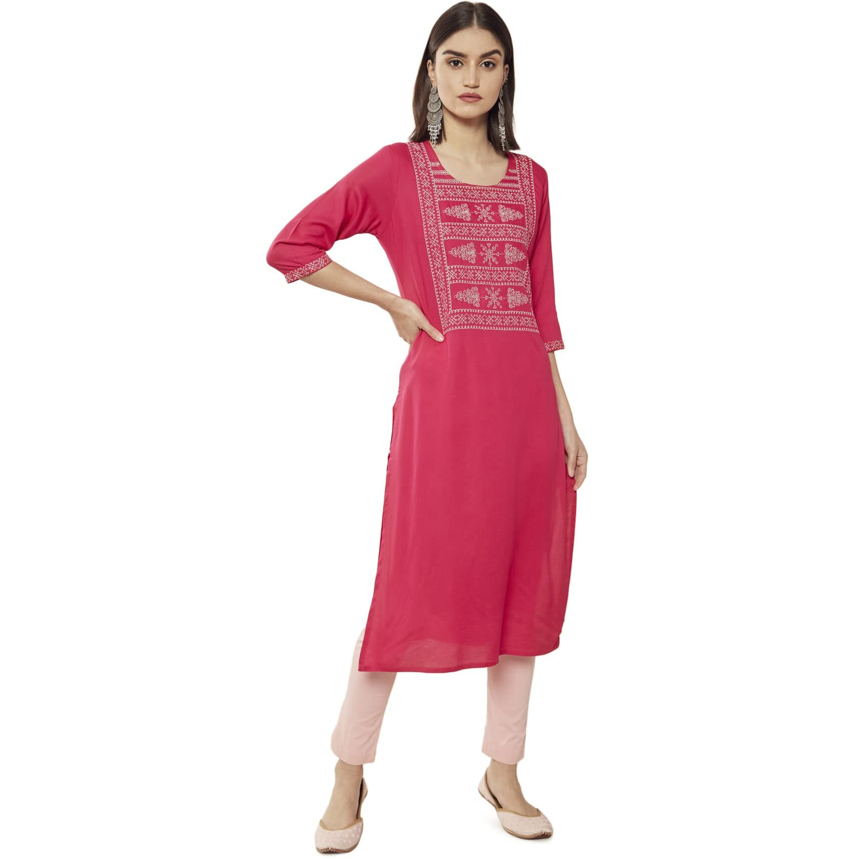 Soch Women Pink Rayon Kurta