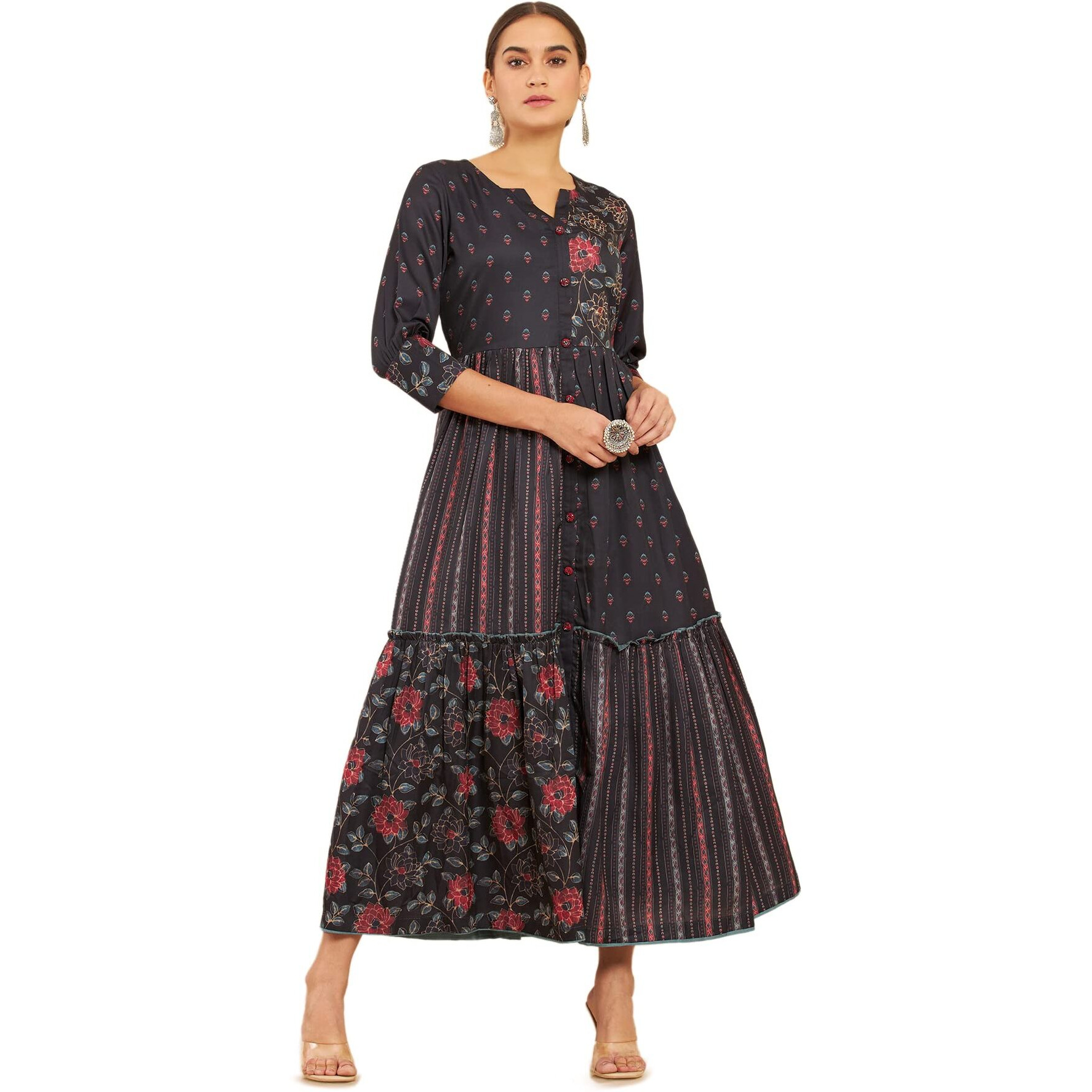 Soch Women Black Printed Kurta