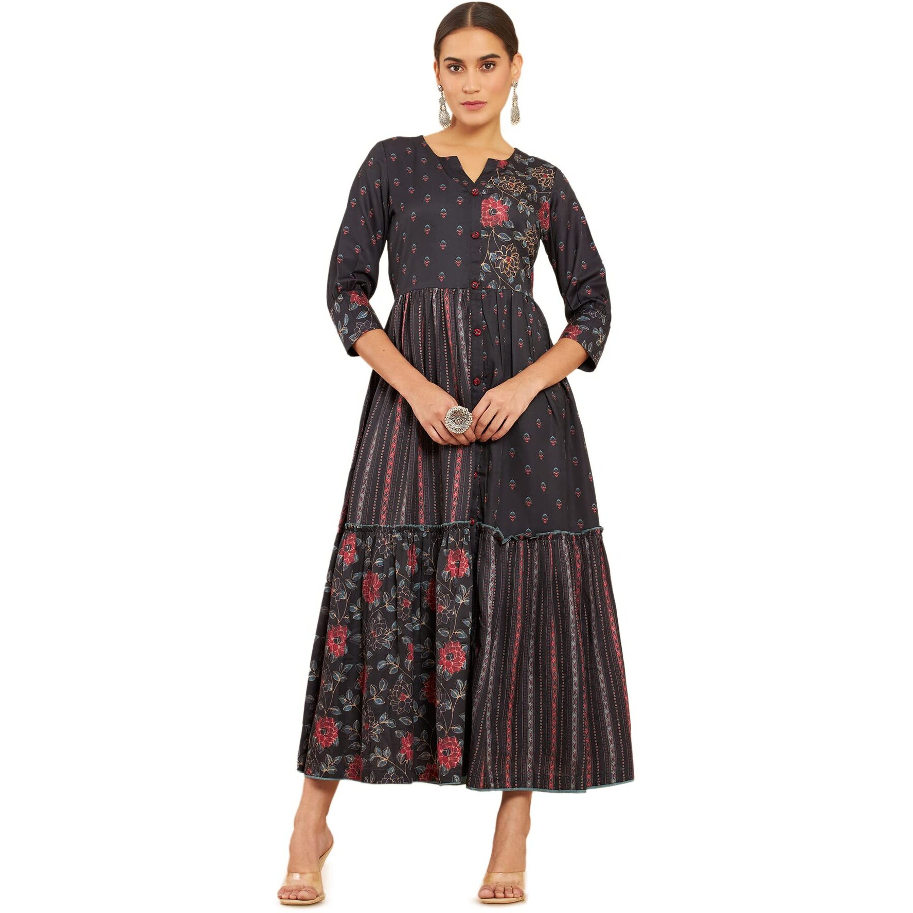 Soch Women Black Printed Kurta