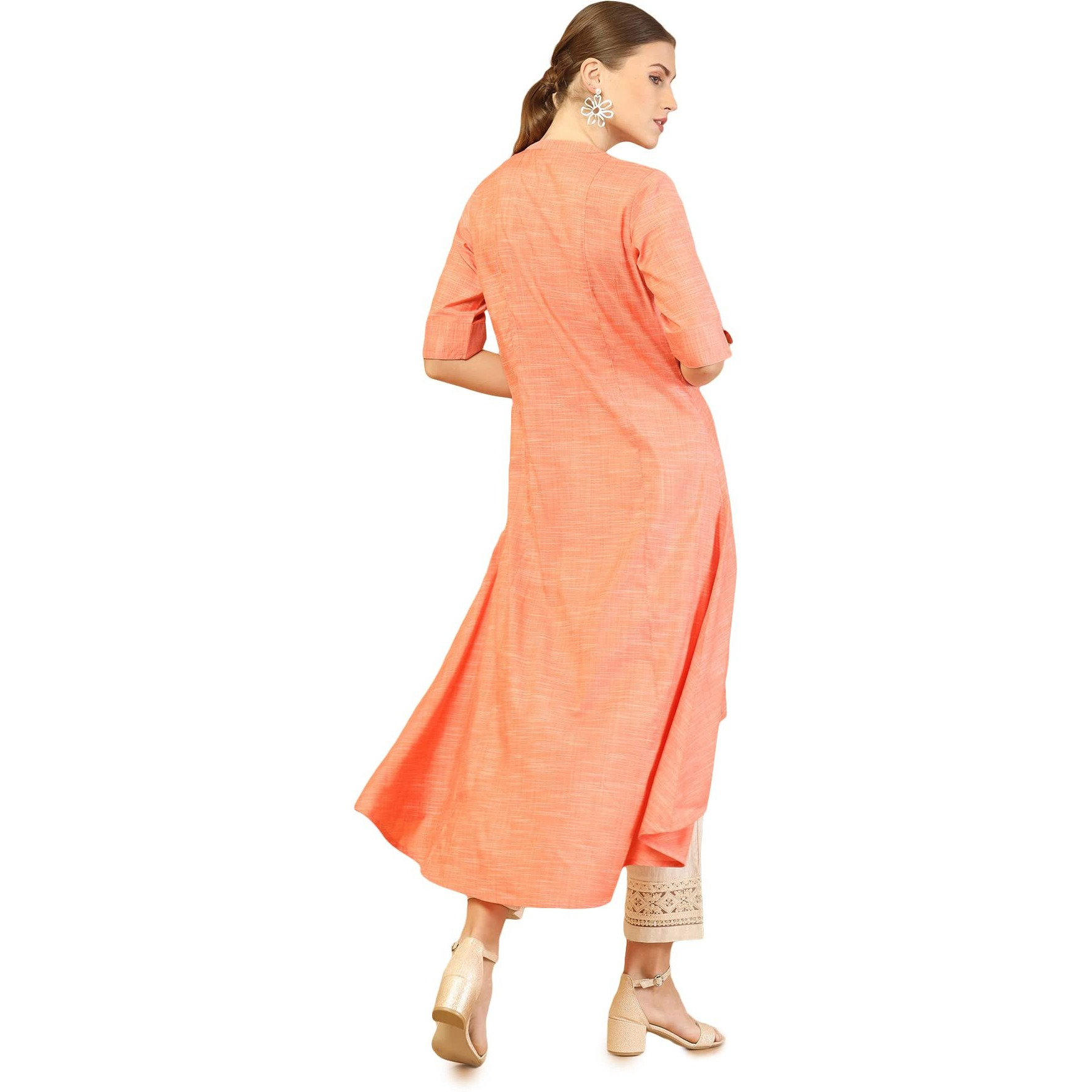 Soch Orange Rayon High-Low Kurta