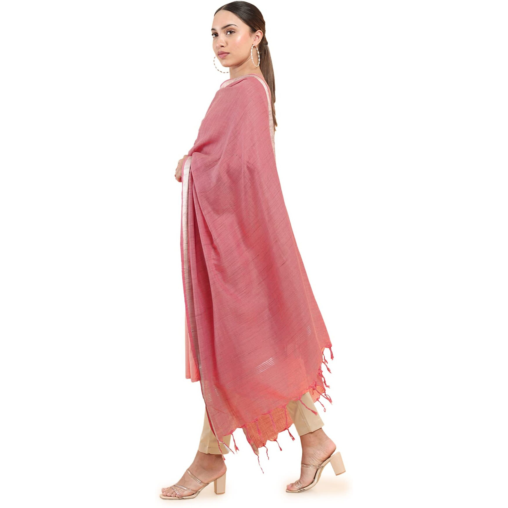 Soch Women Green Cotton Blend Solid Dupatta
