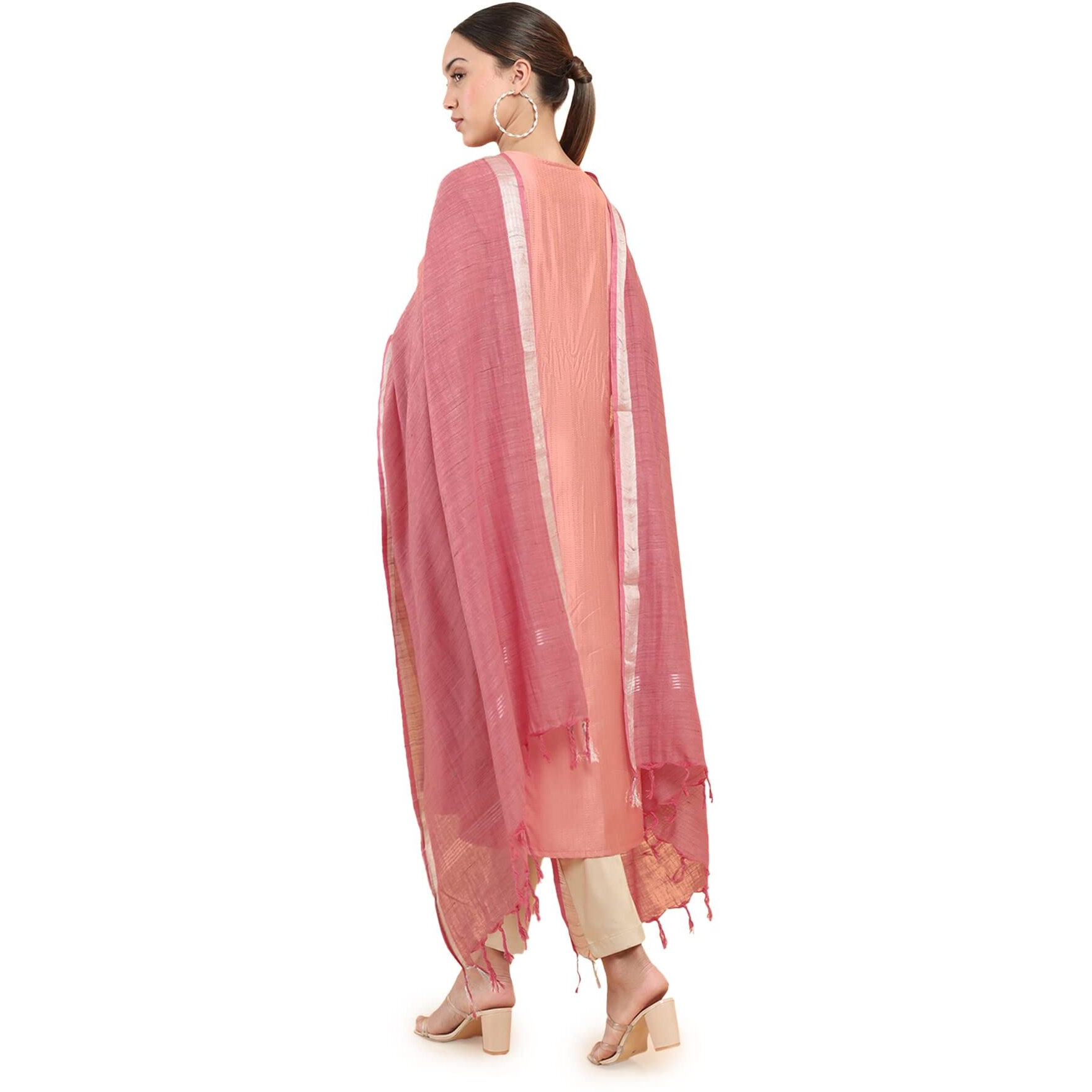 Soch Women Green Cotton Blend Solid Dupatta