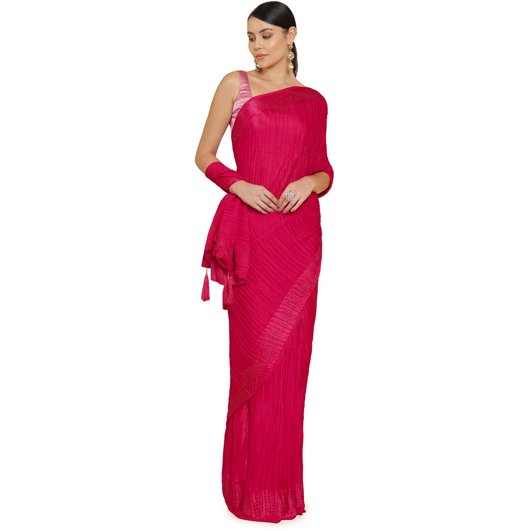 Soch Women Pink Solid Saree