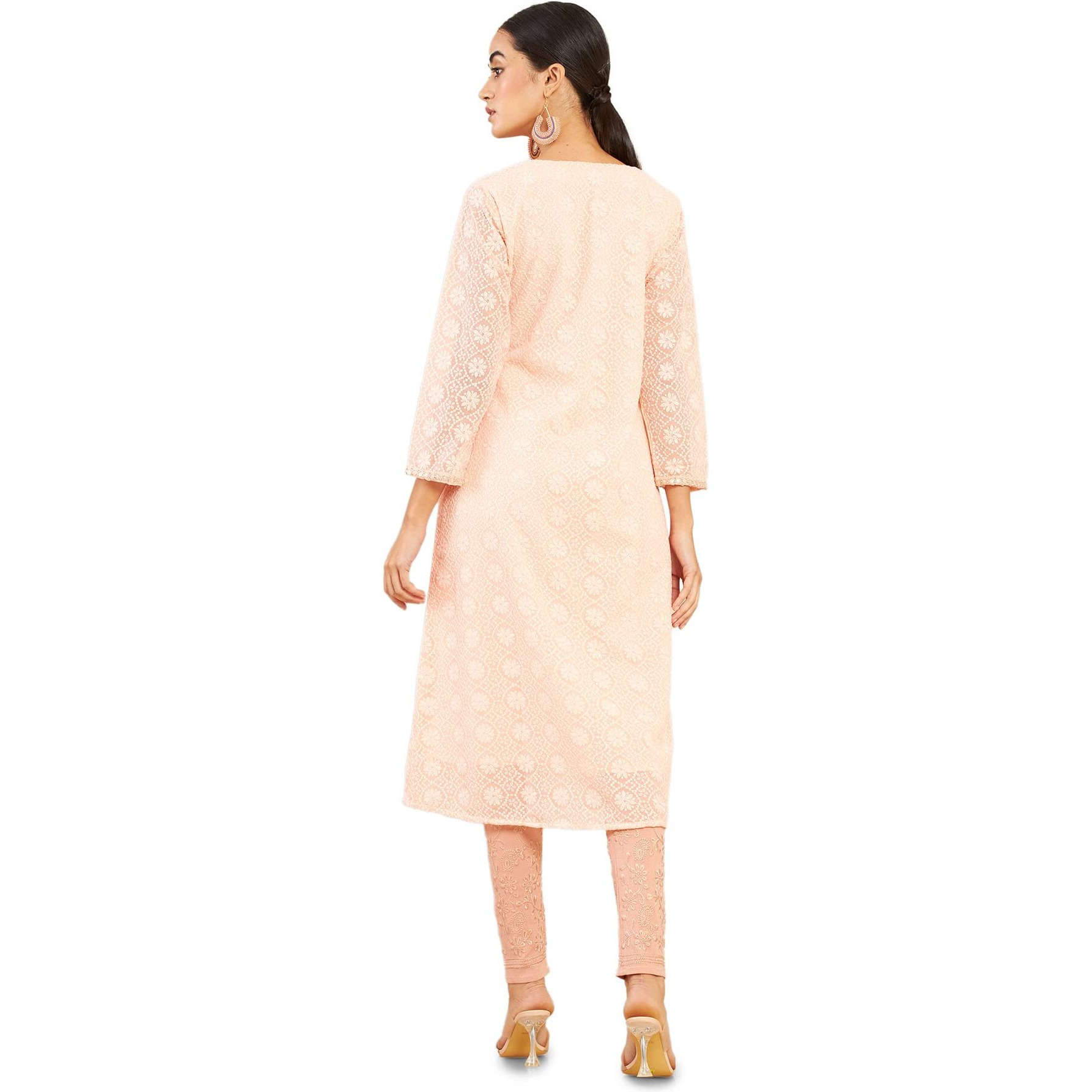 Soch Women Pink Solid 3/4 Sleeve Kurti