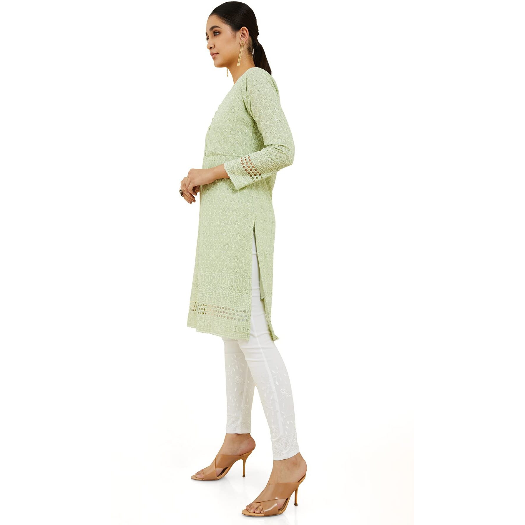 Soch Women Cotton Floral Green Kurta