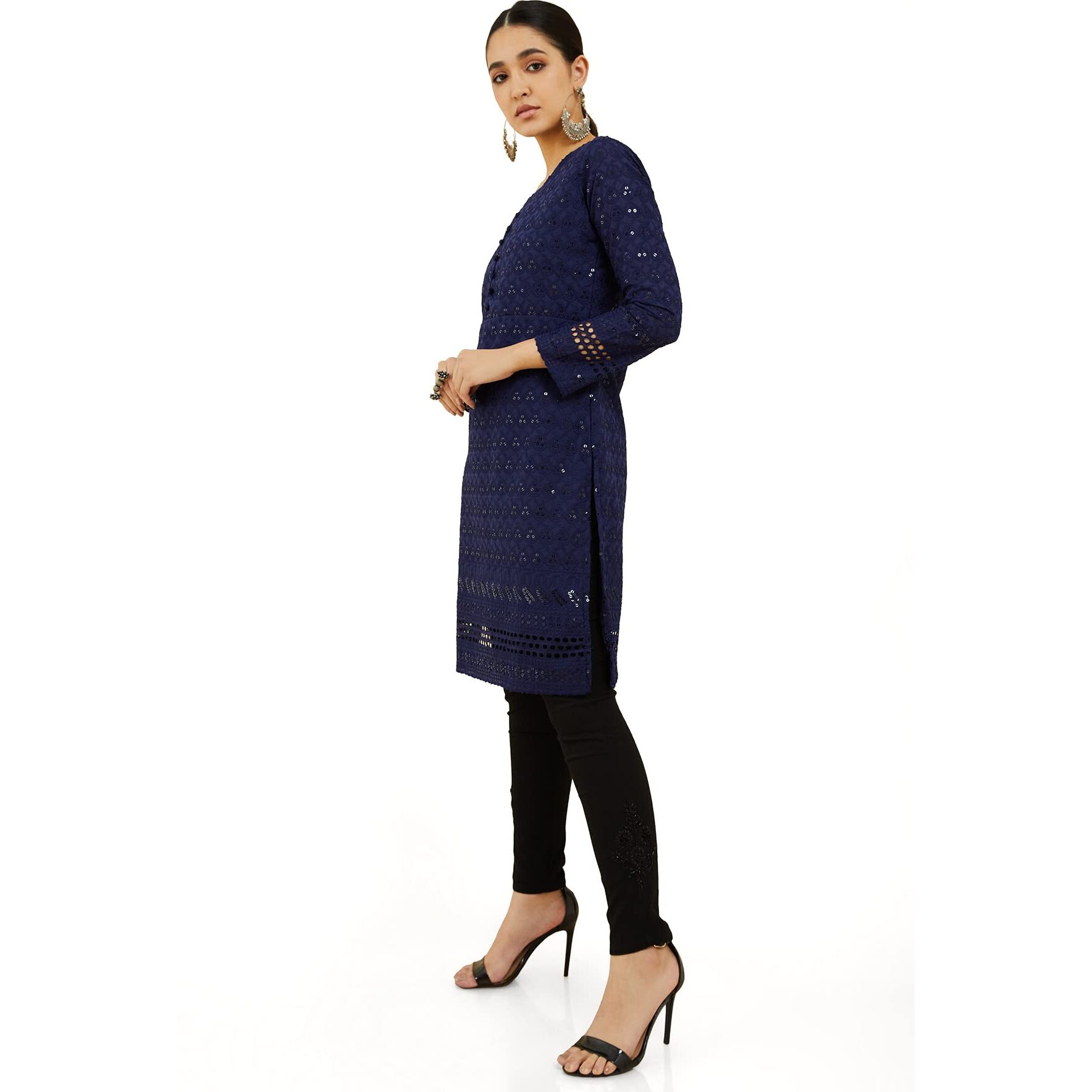 Soch Women Cotton Floral Blue Kurta