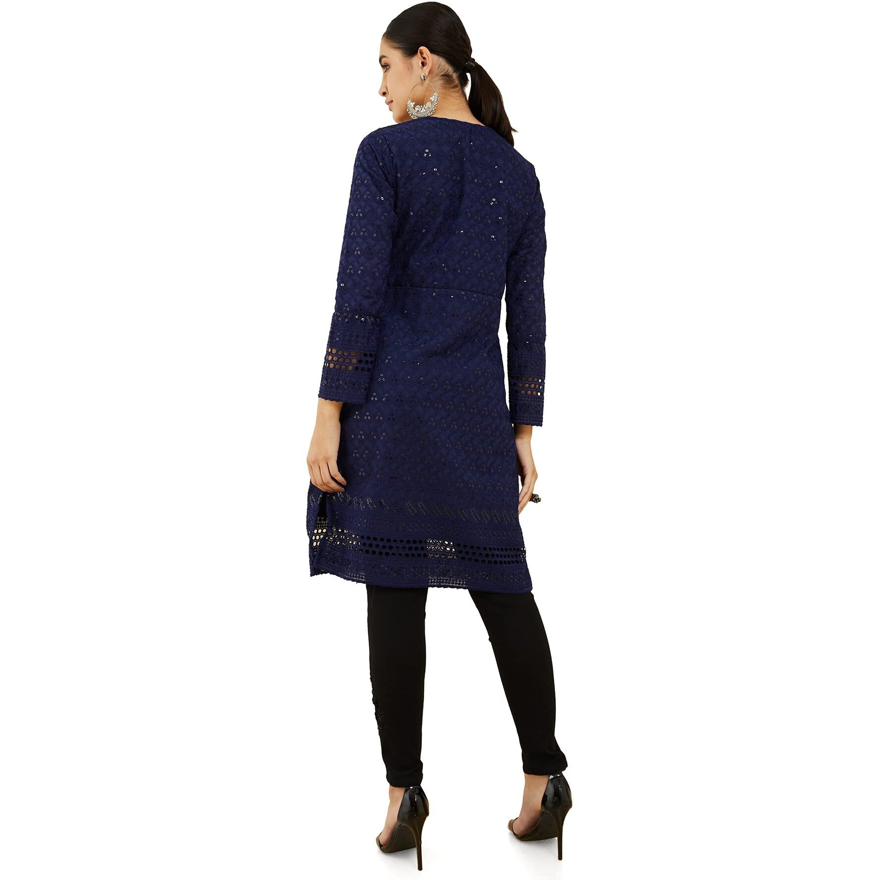 Soch Women Cotton Floral Blue Kurta