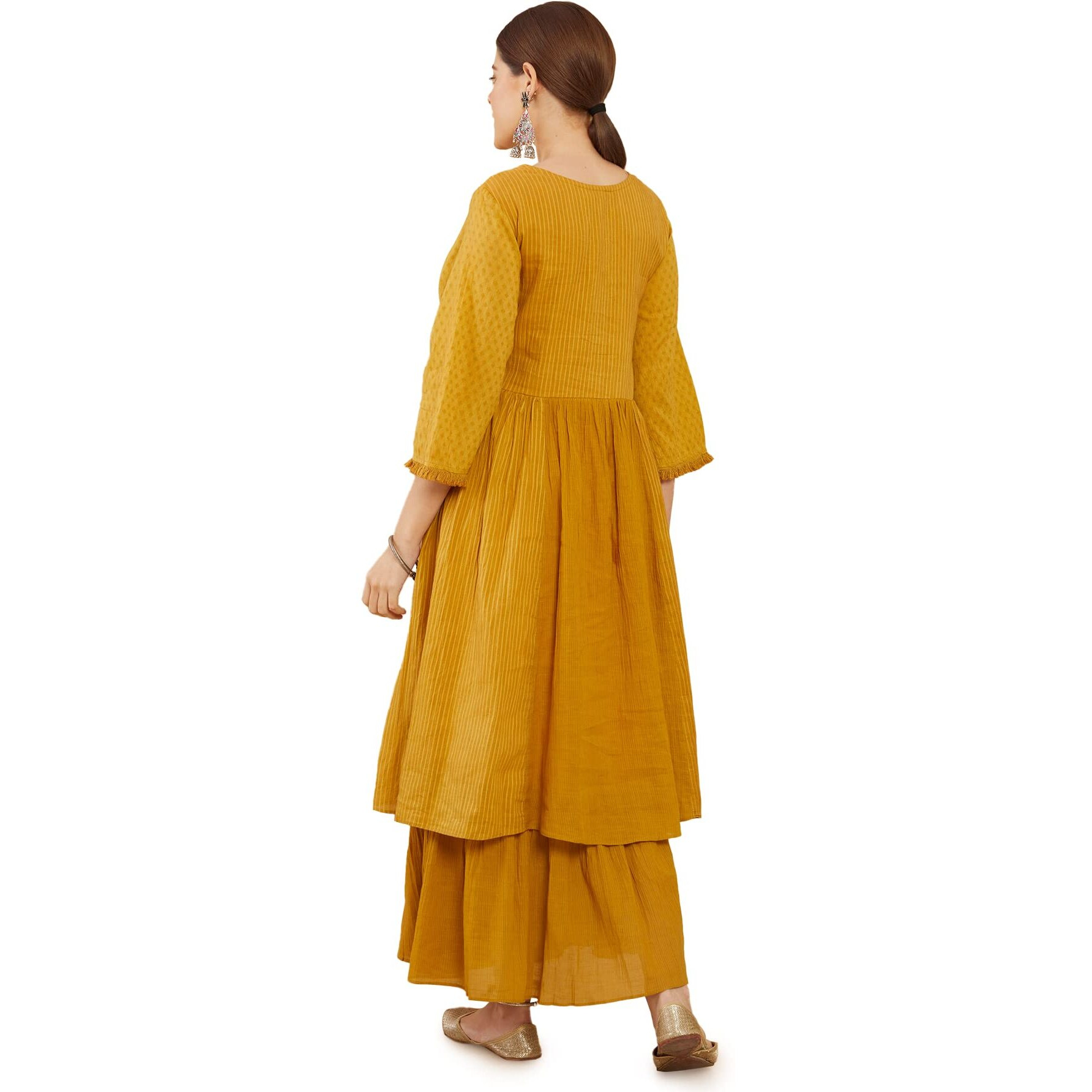 Soch Women Yellow Cotton Print Dress