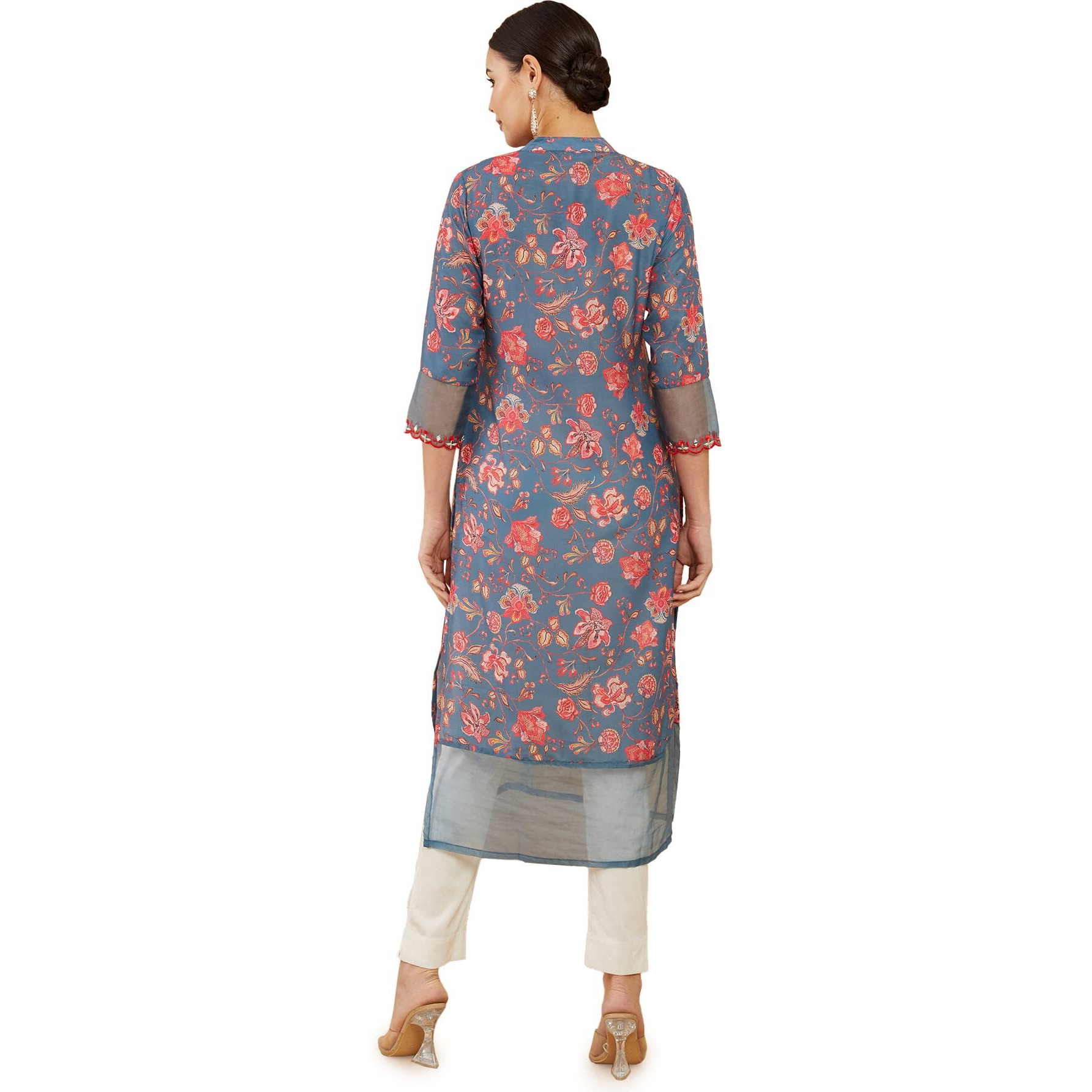 Soch Women Grey Crepe Floral Kurtas