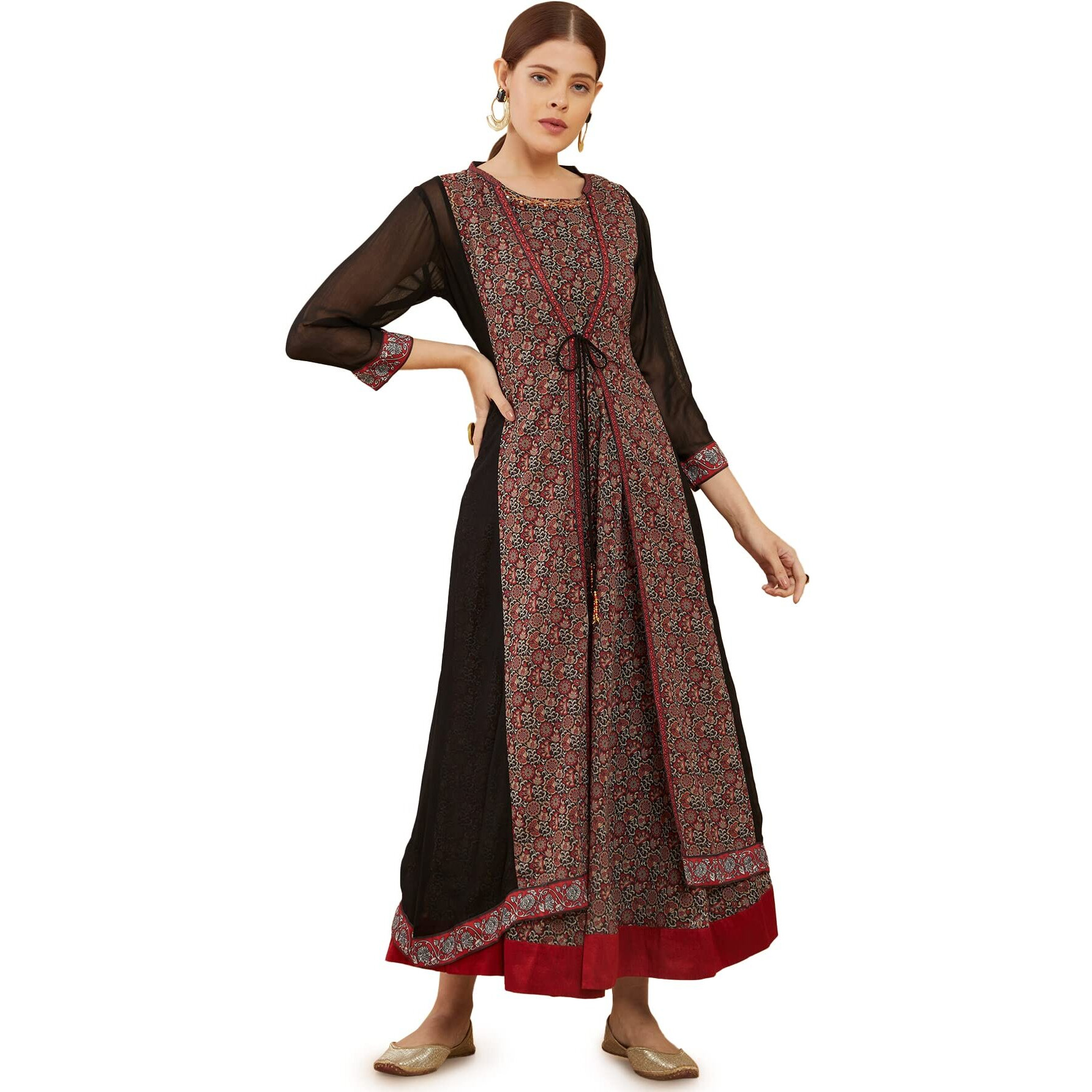 Soch Women Georgette Black Print Dress