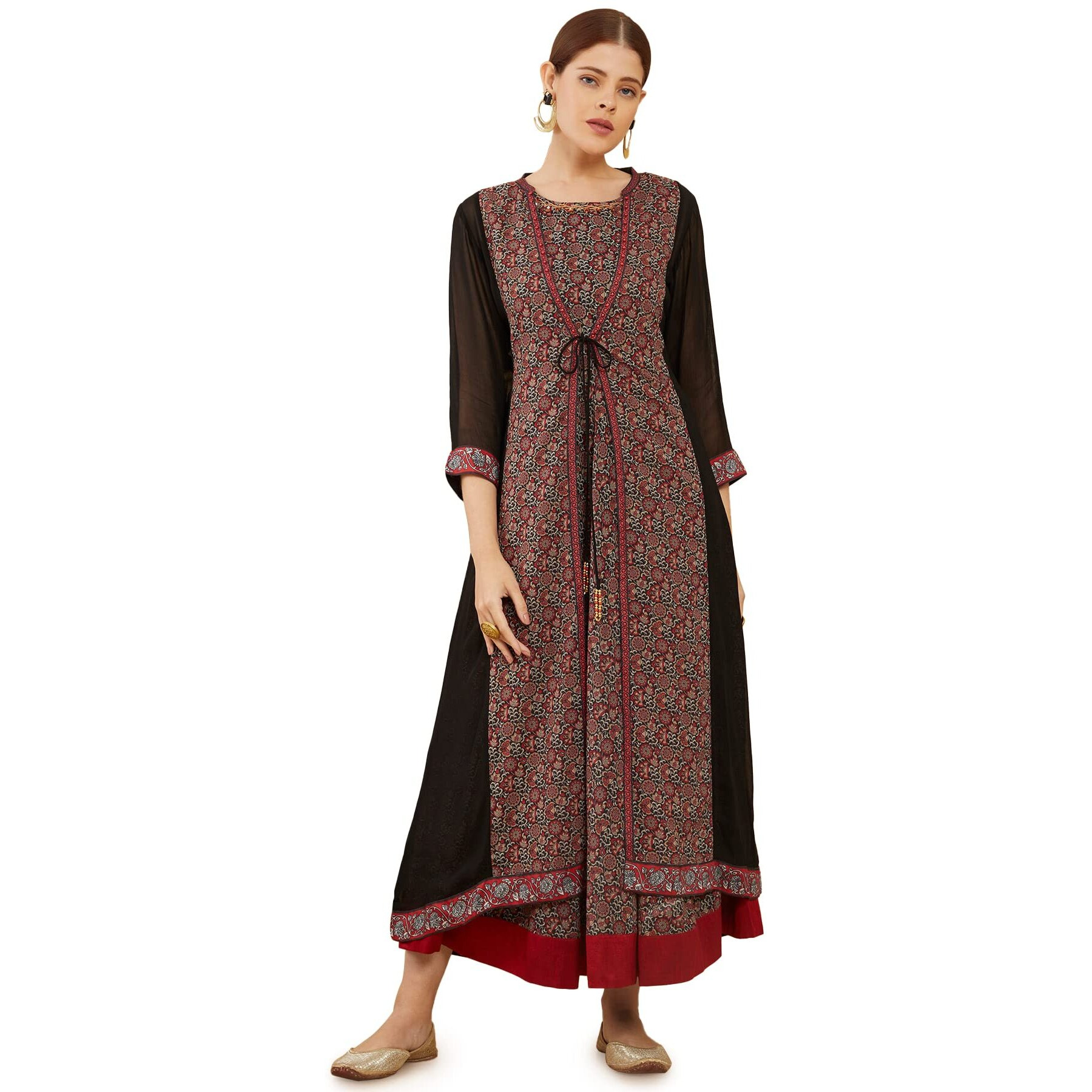 Soch Women Georgette Black Print Dress