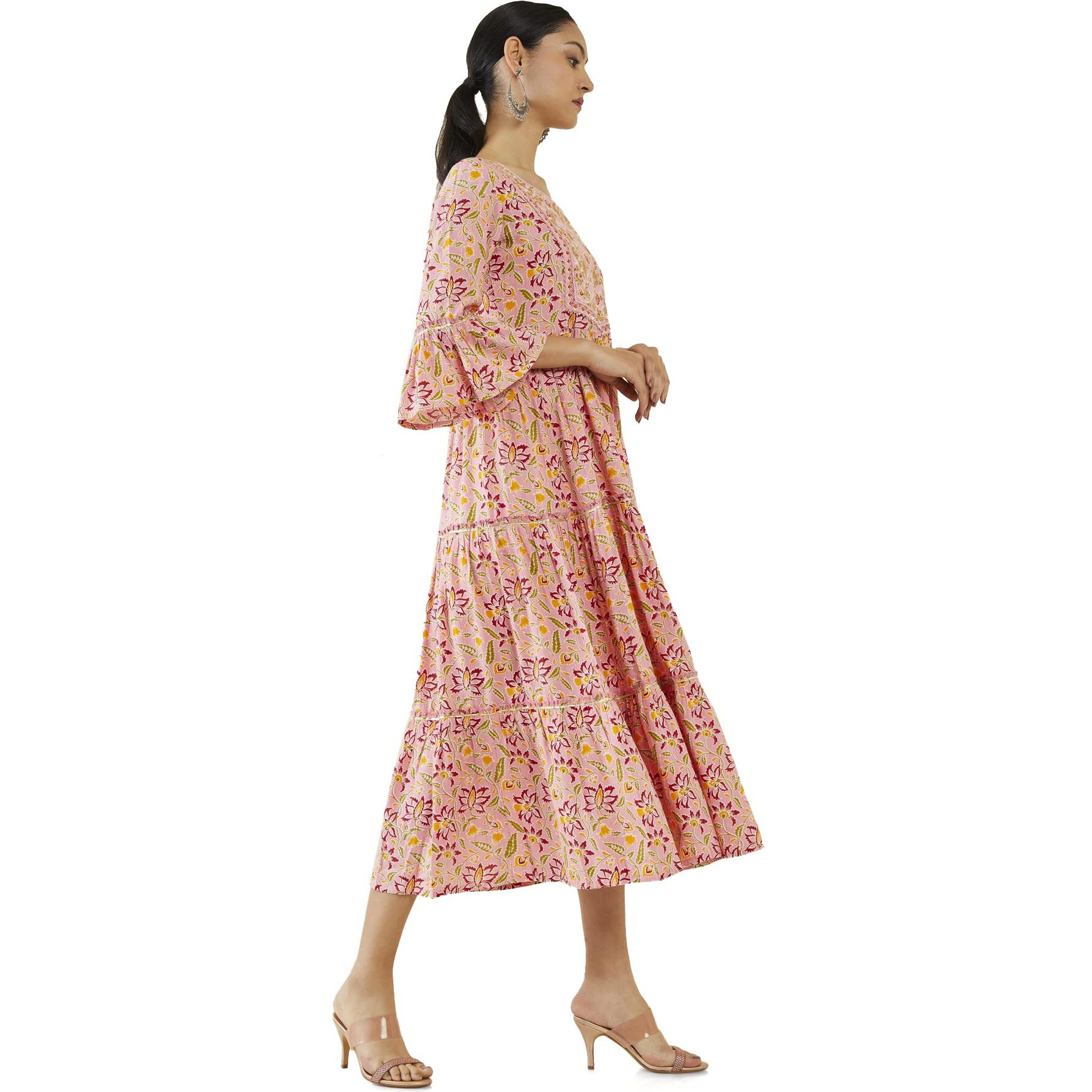 Soch Women Pink Rayon Floral Kurta(Pink_S)