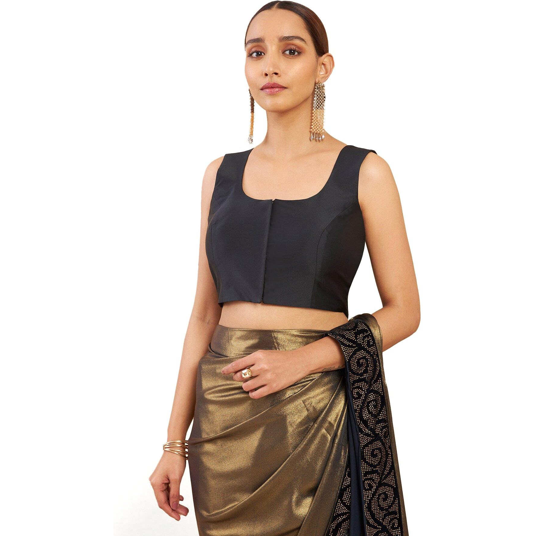 Soch Women's Taffeta Sleeveless Regular Fit Blouse, Black, 36