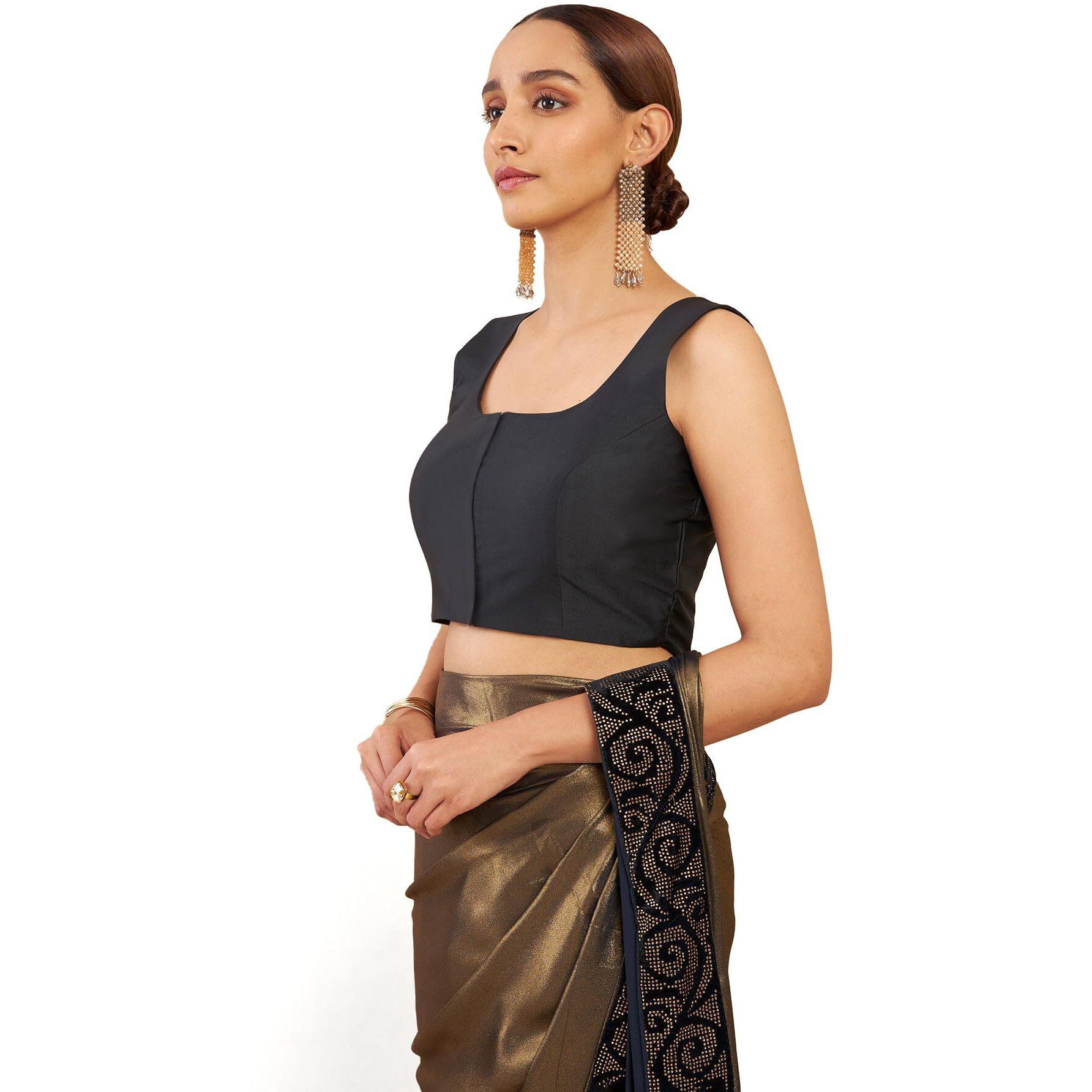 Soch Women's Taffeta Sleeveless Regular Fit Blouse, Black, 36