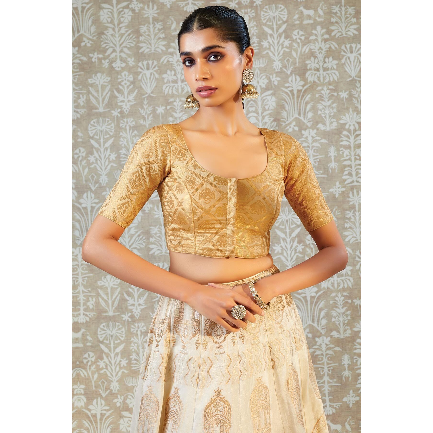 Soch Gold Art Silk Blouse With Woven Motifs