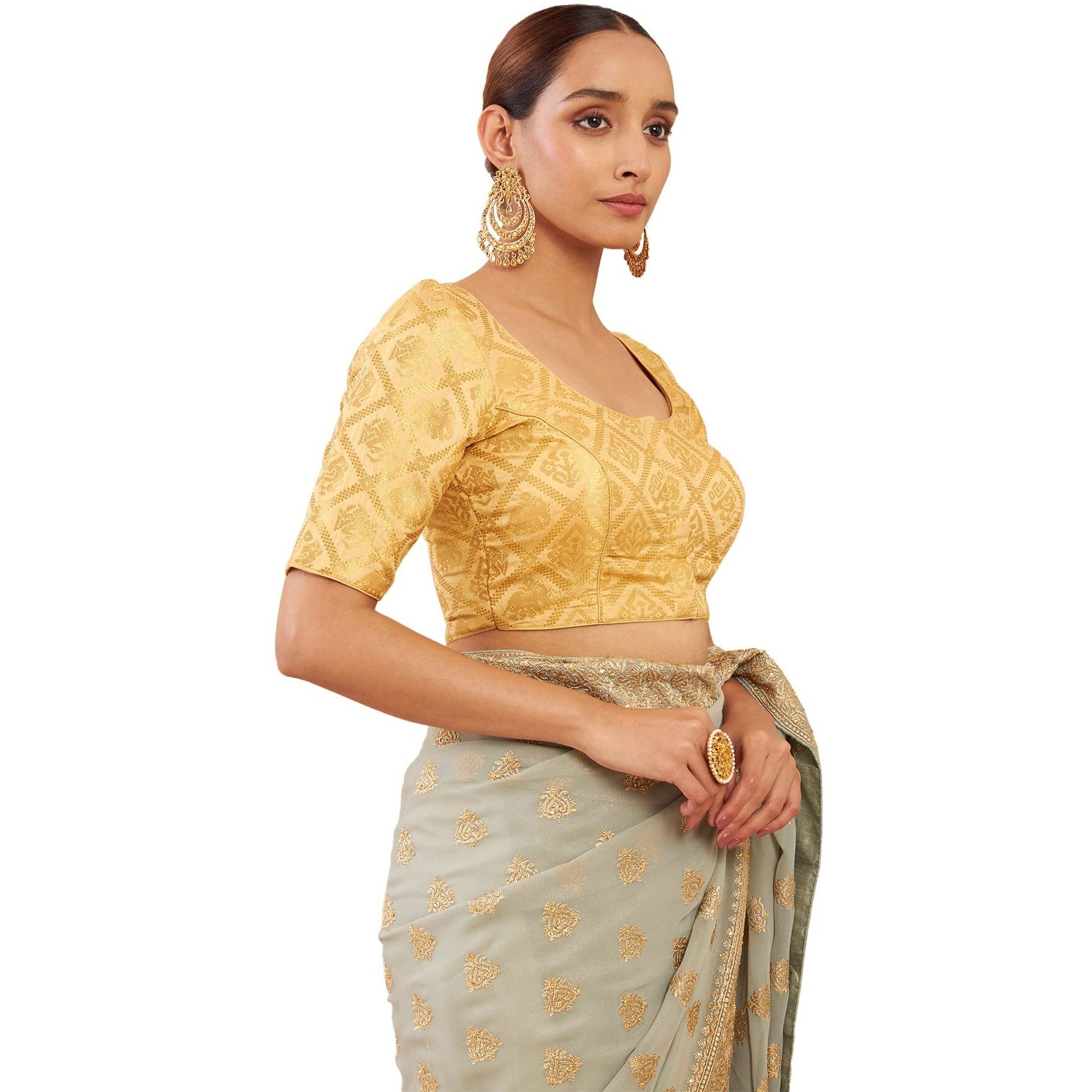 Soch Gold Art Silk Blouse With Woven Motifs