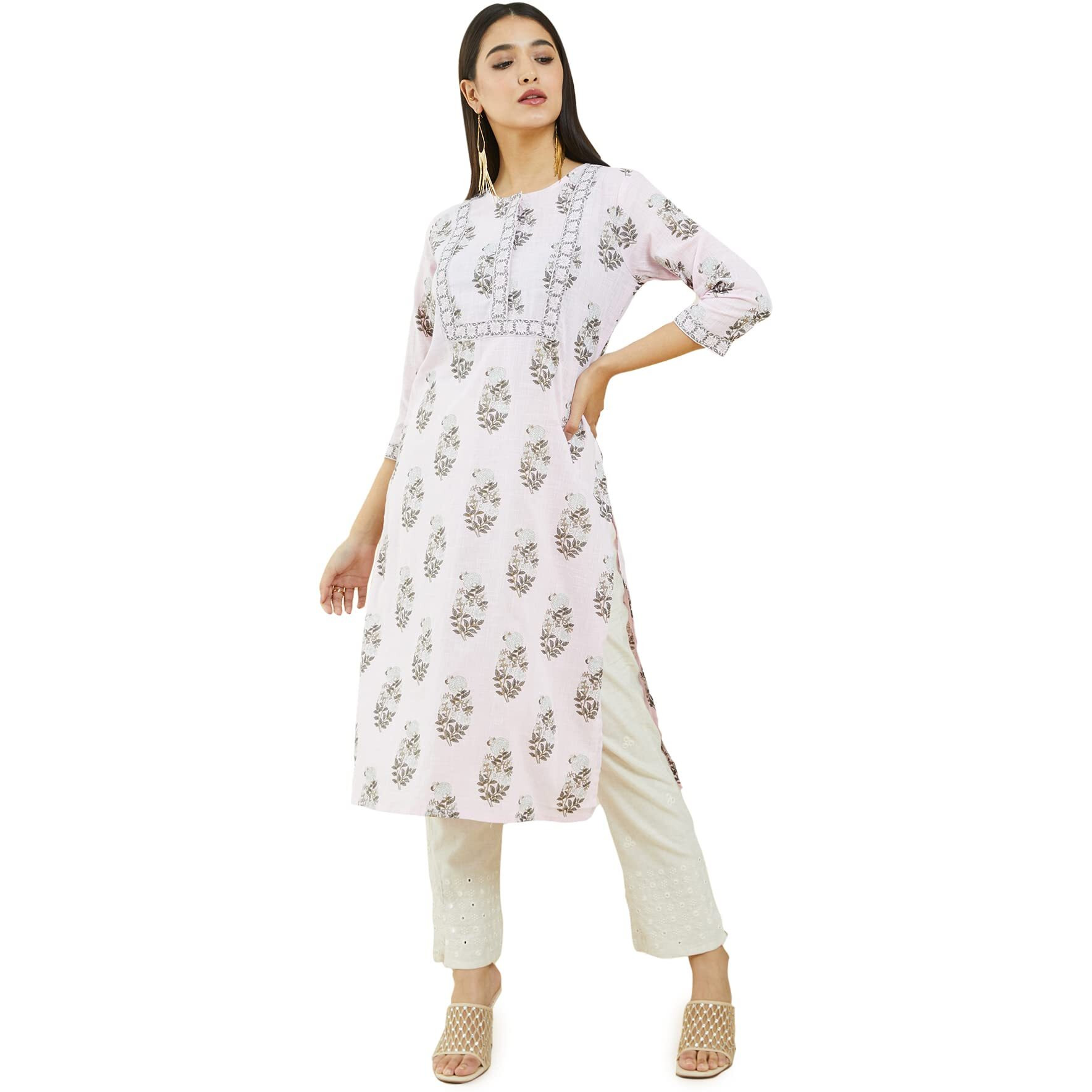 Soch Women Pink Cotton Printed Kurta