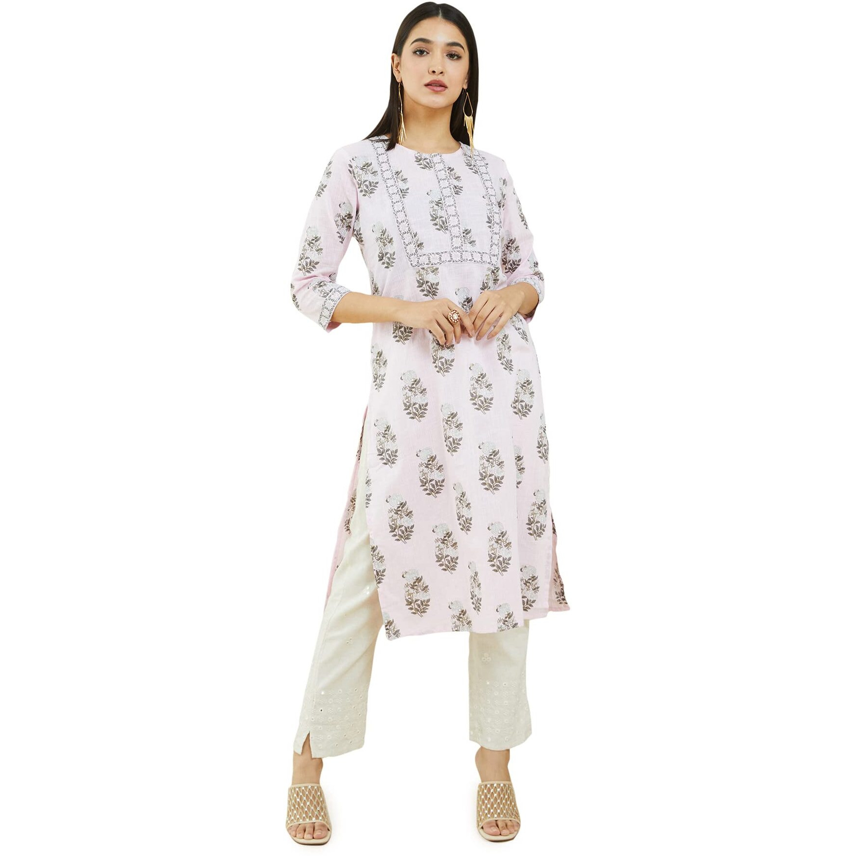 Soch Women Pink Cotton Printed Kurta
